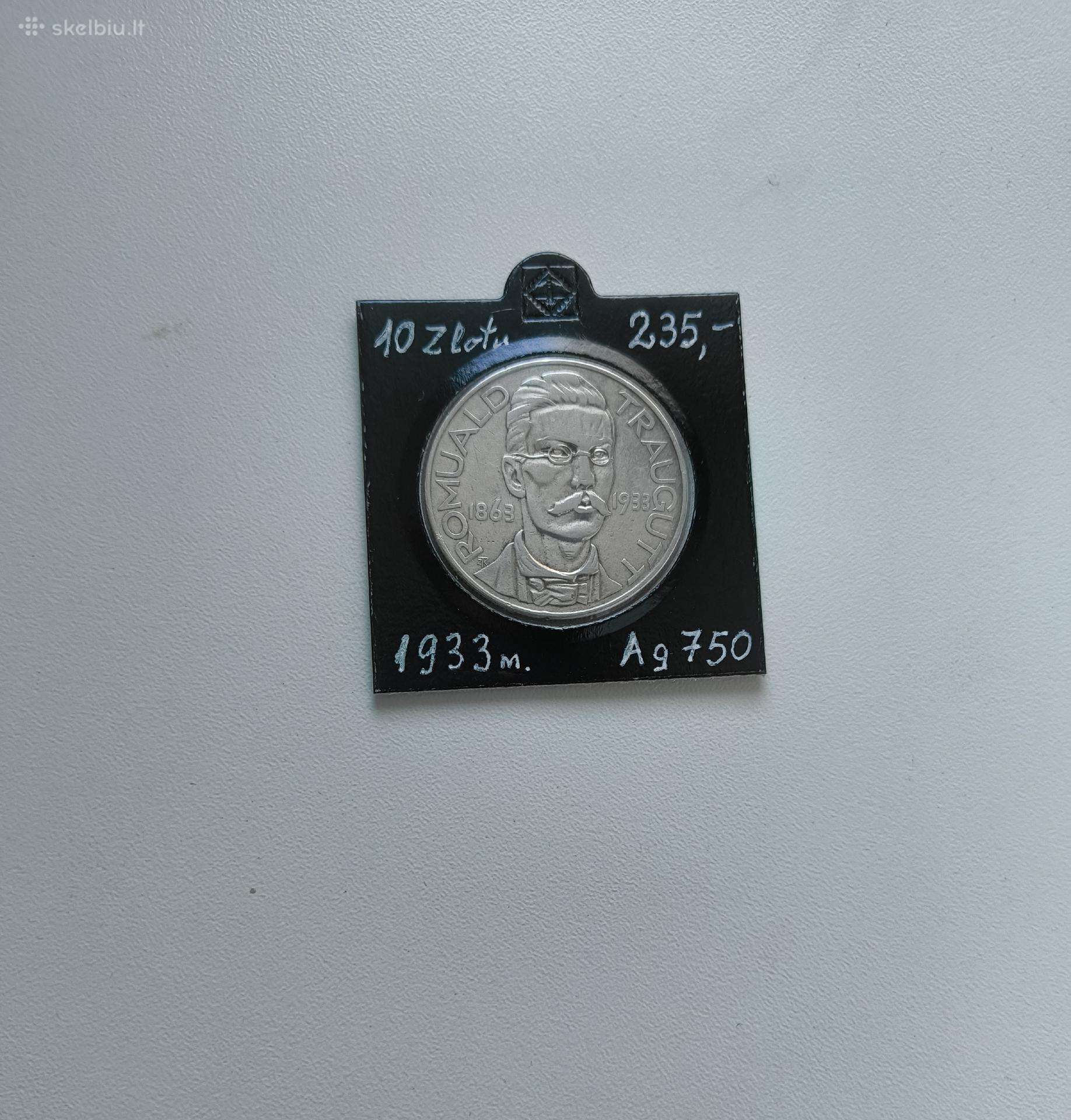 Moneta 10 Zlotų 1933 m.originalas.romuald Traugutt