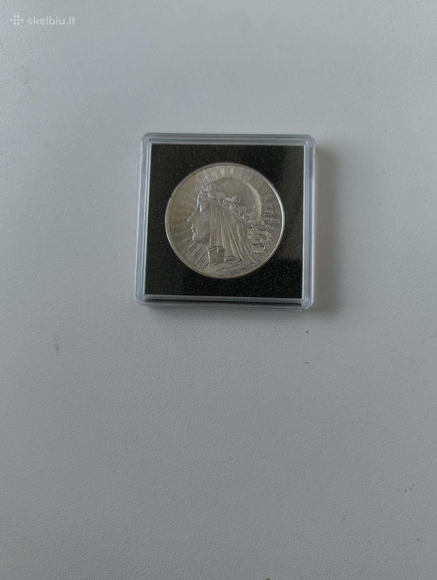 Moneta 10 Zlotų Original 1932 m. Sidabras Unc .Žr