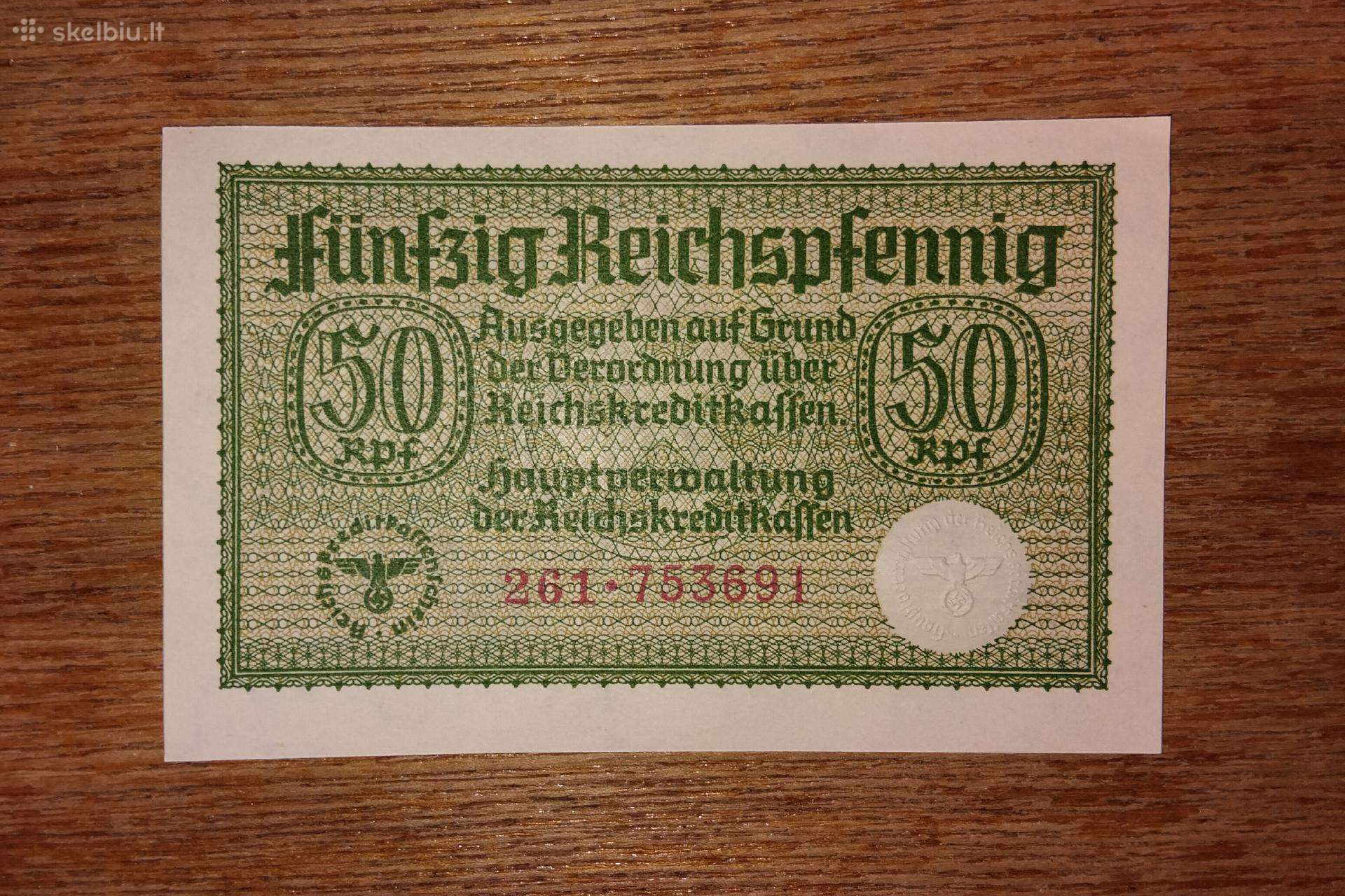 Vokietijos 50 reichspfennig banknotas
