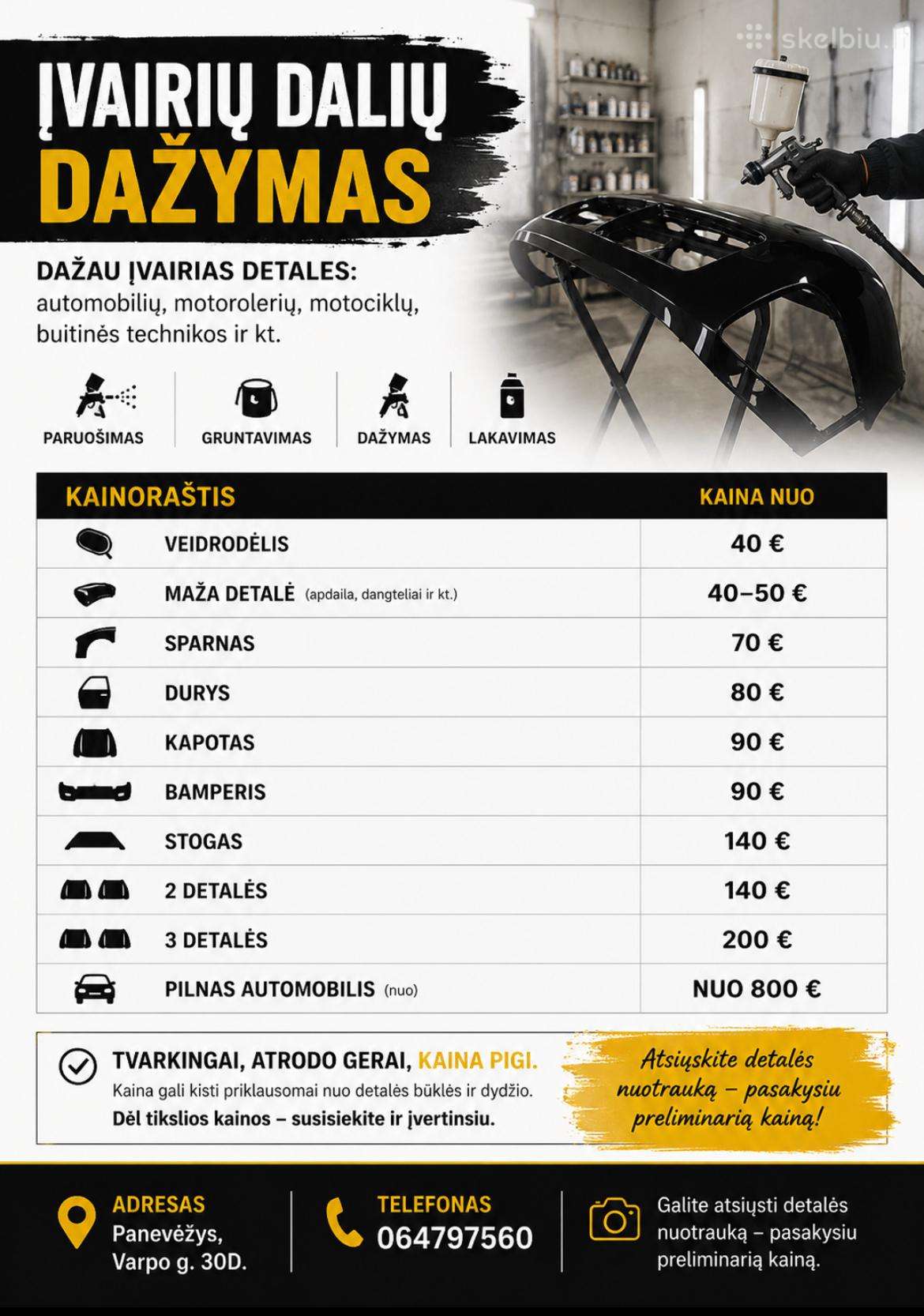 Įvairių Dalių Dažymas
