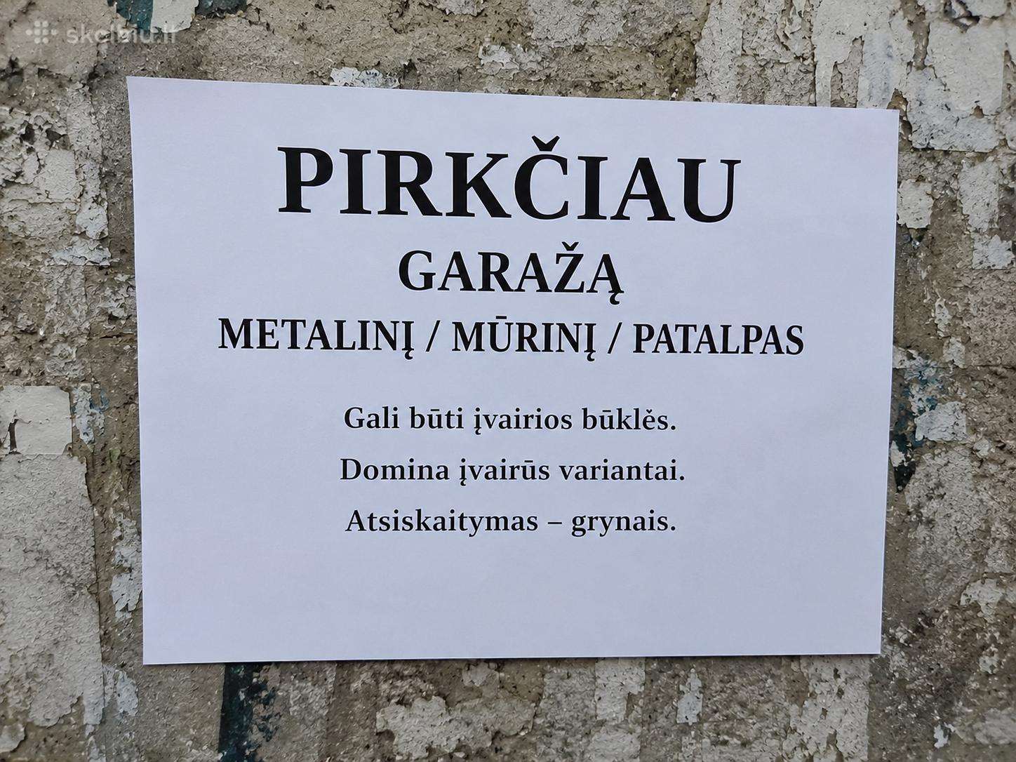 Pirkčiau garažą