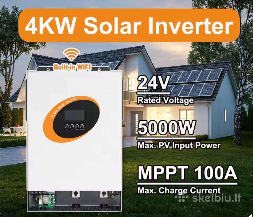 Saules hibridinis inverteris Jsdsolar 4kw 24 v.