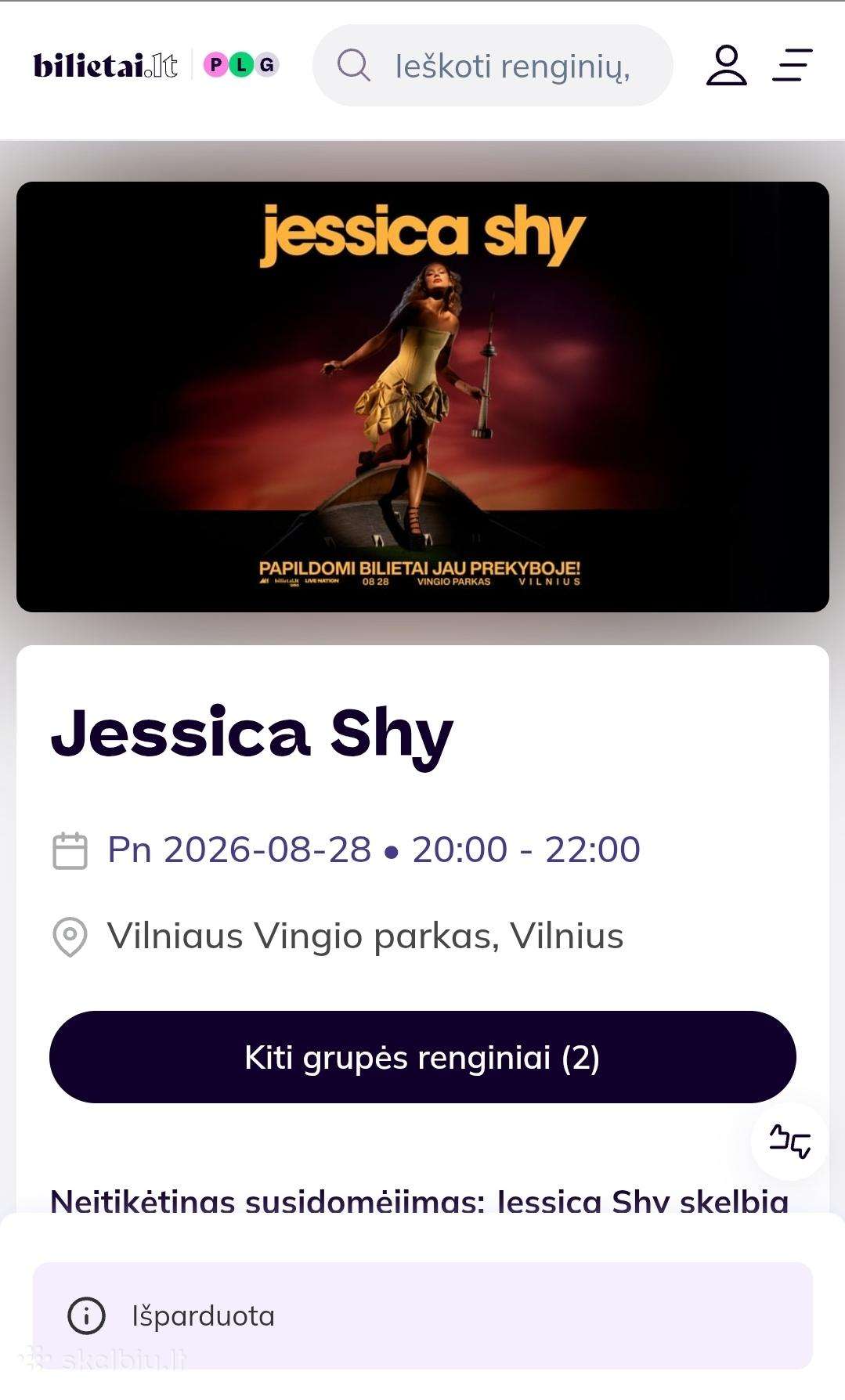 Jessica Shy bilietai