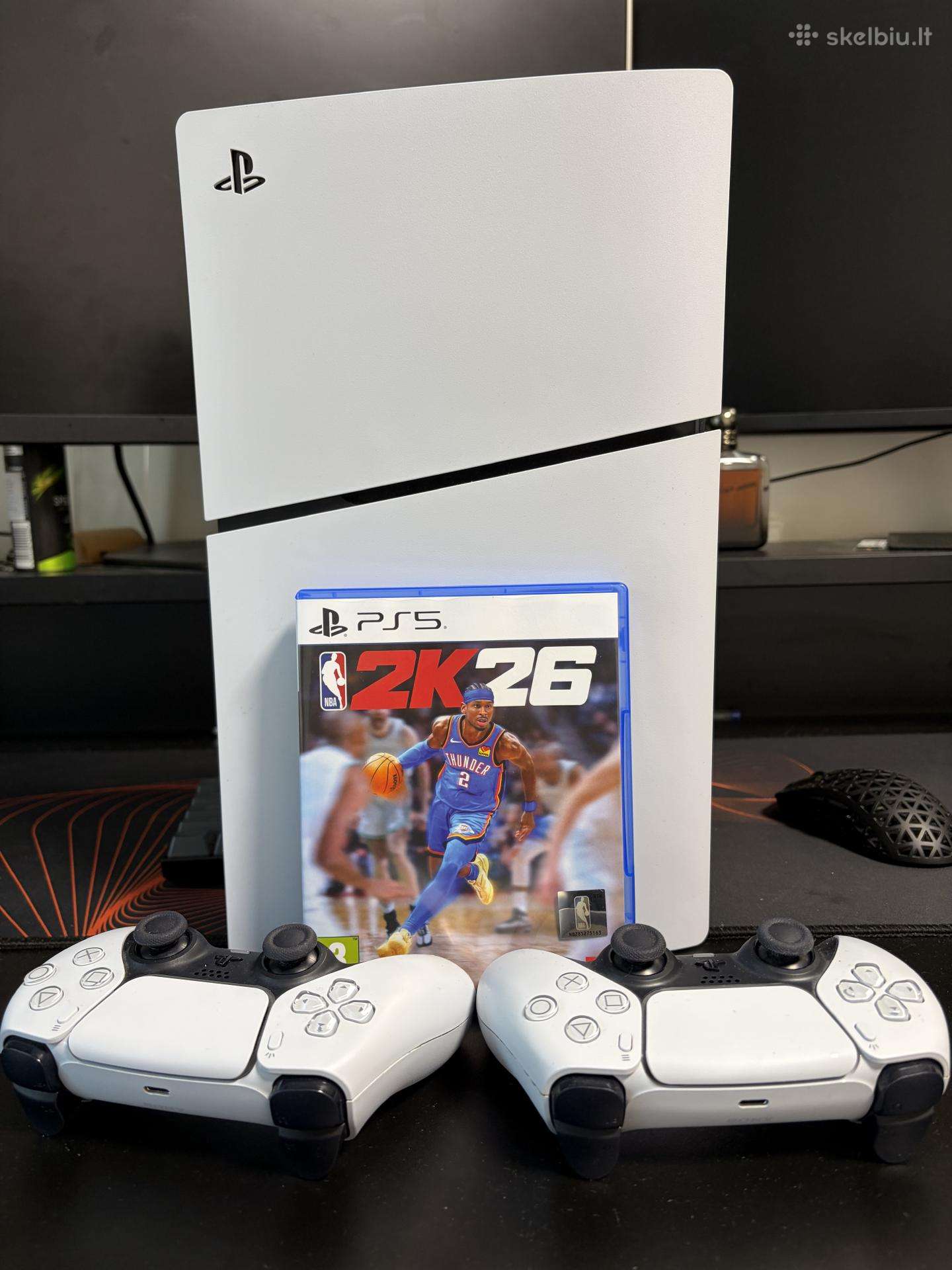 **Ps5 Slim Disc 1tb + 2 pulteliai + Nba 2k26