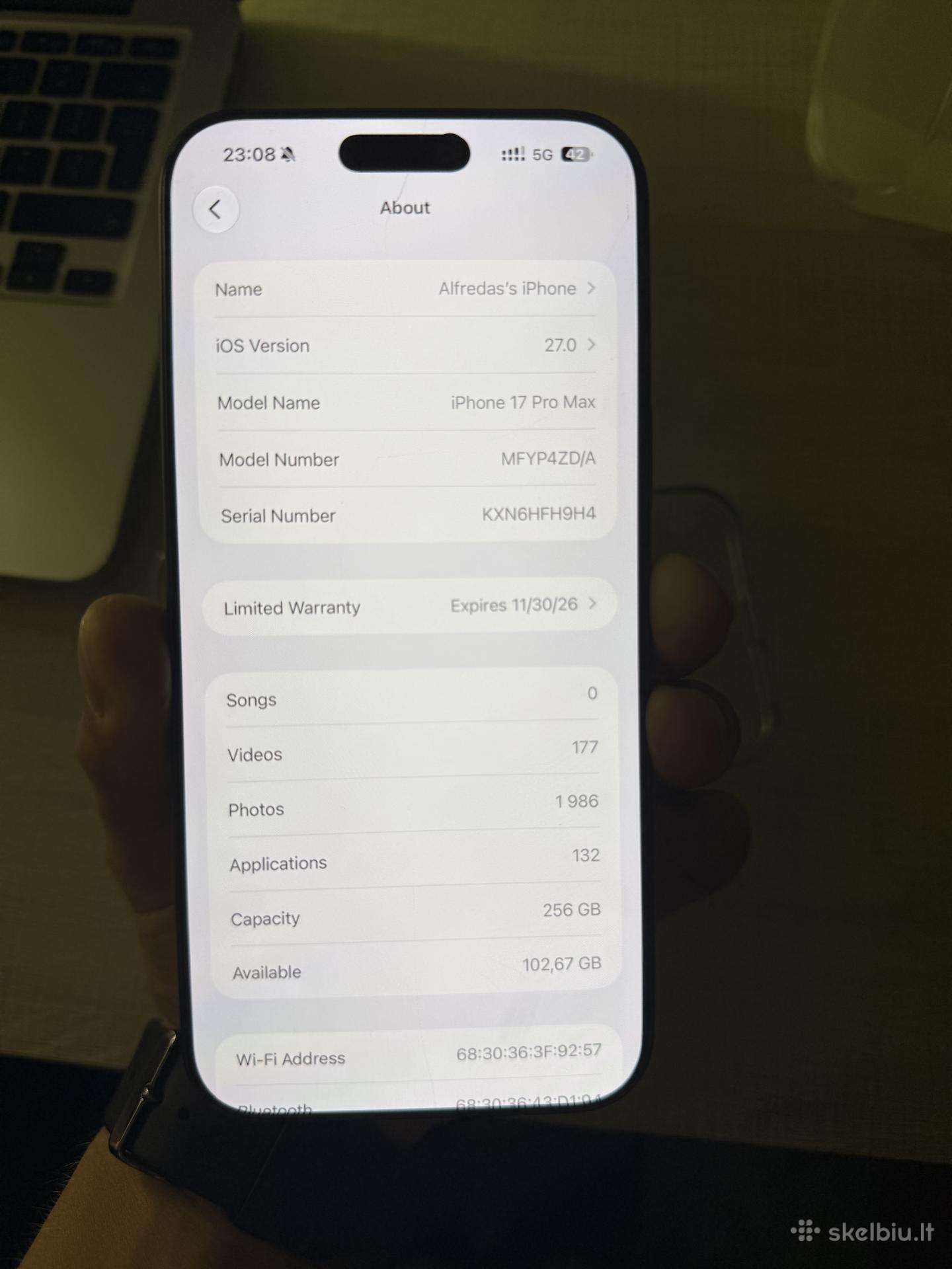 Parduodu iPhone 17 pro max 256gb blue