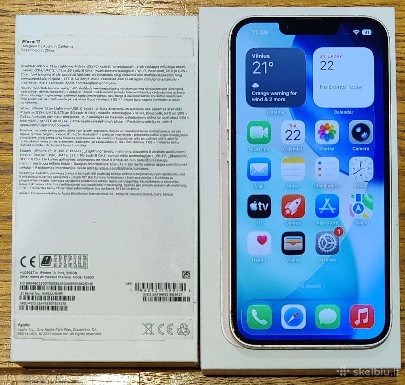 iPhone 13, 256gb, Pink, Klaipėda
