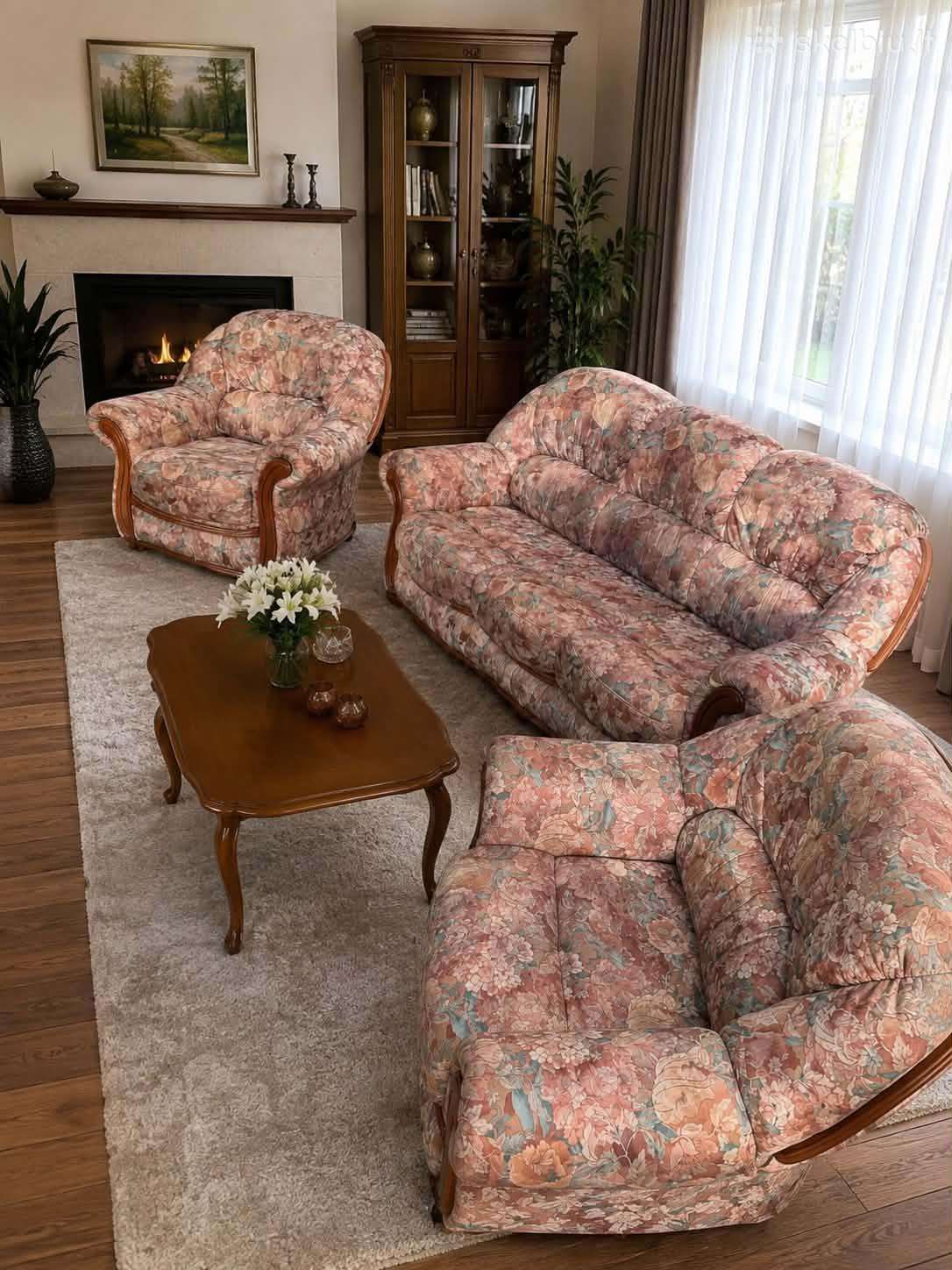 Sofa-lova + 2 foteliai komplektas