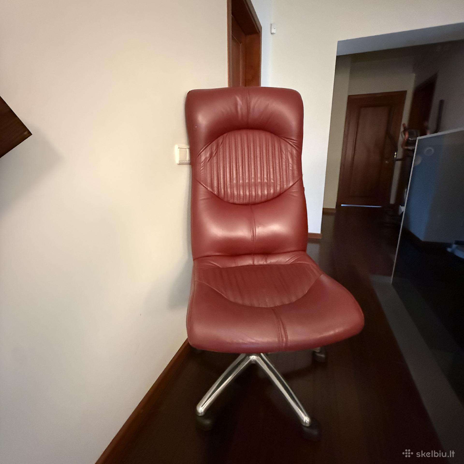Natūralios odos biuro kėdė