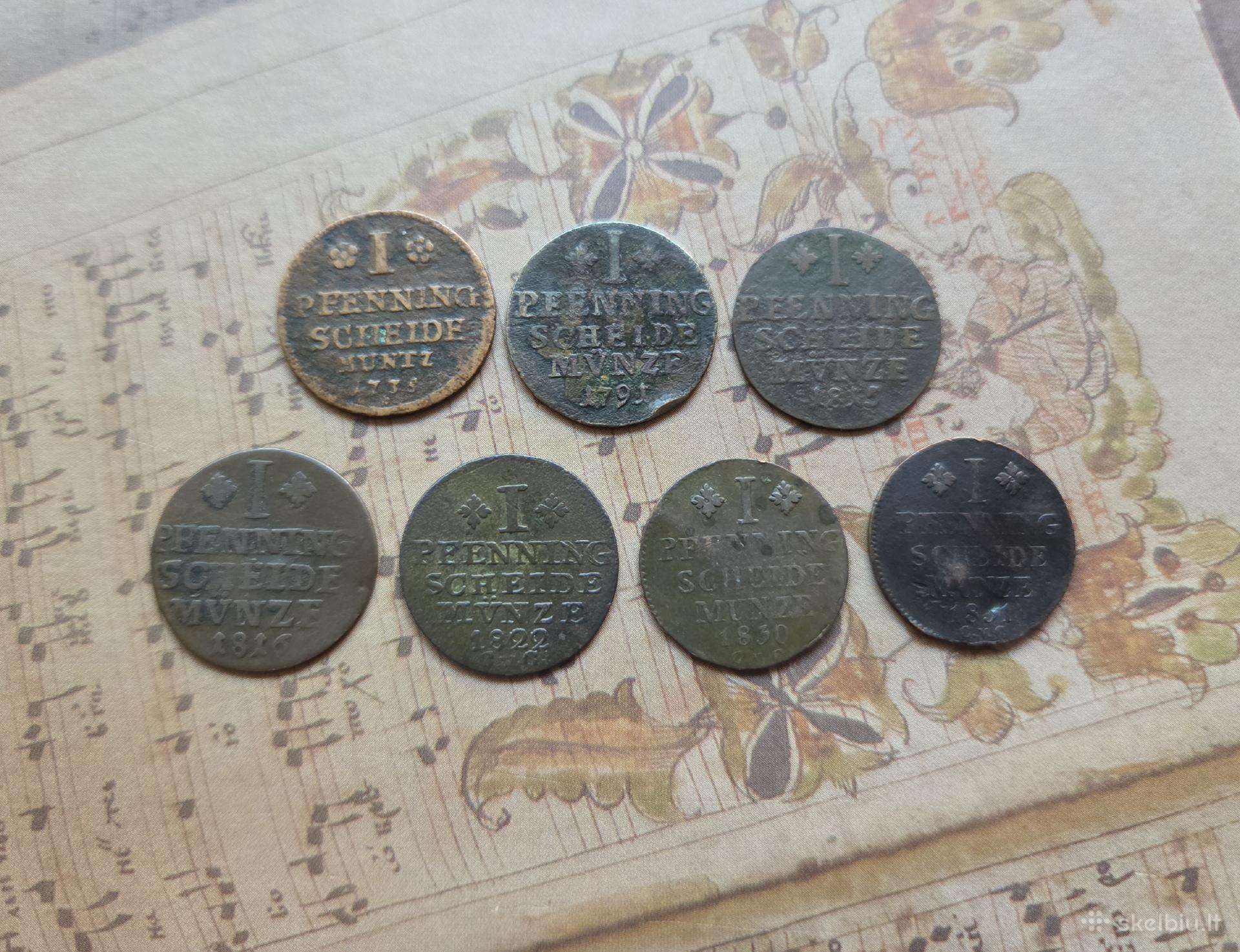 1 pfenning 7 vnt Braunschweig 1735-1831 Vokietija