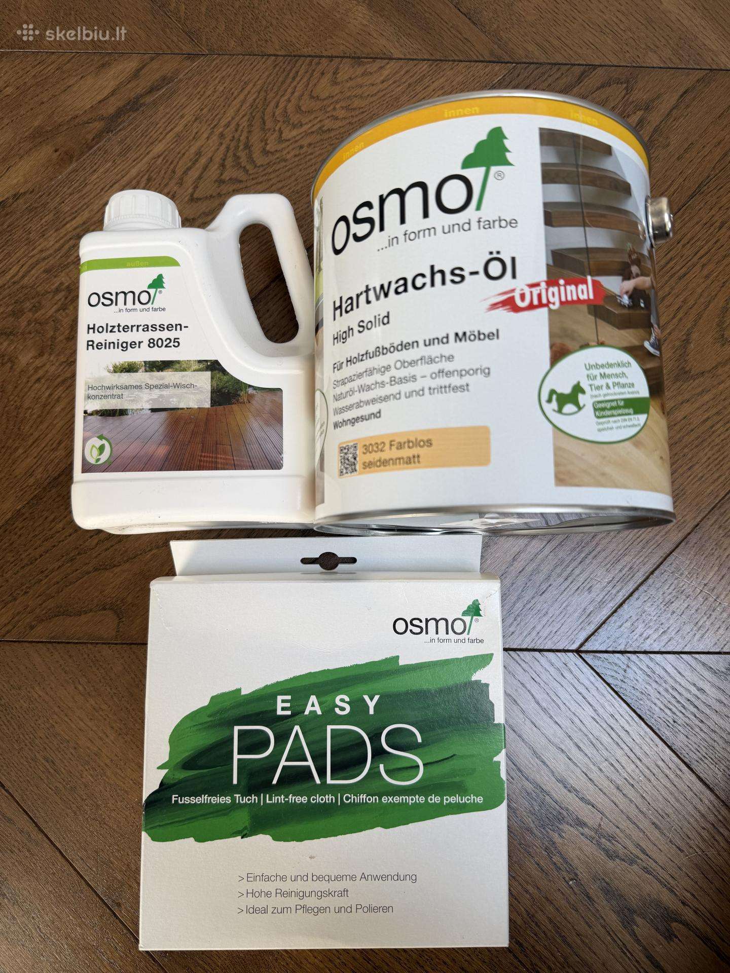 Osmo Hardwax alyva 2,5litro +valiklis +šluostes