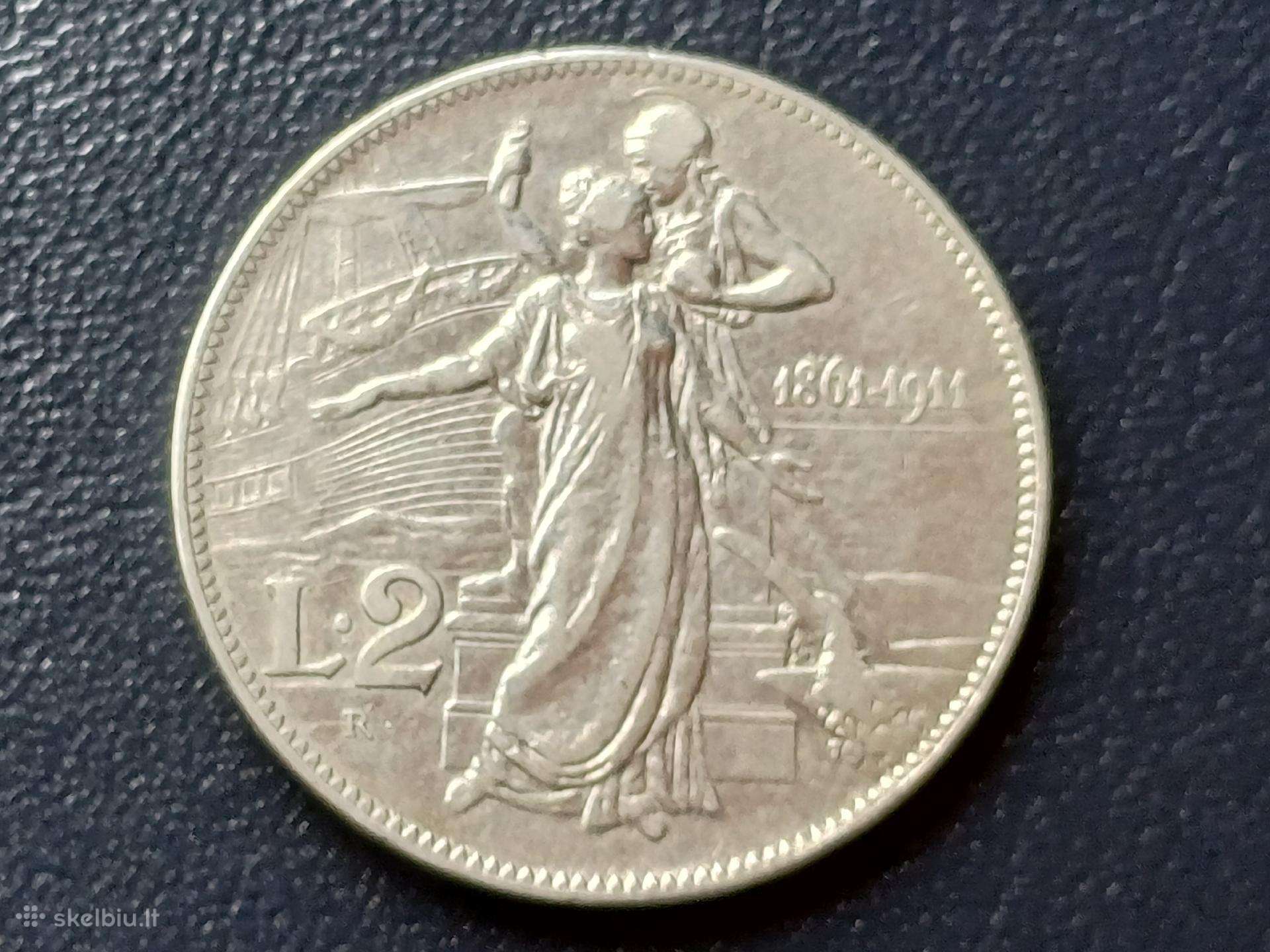 2 liros 1911m. Italija sidabras
