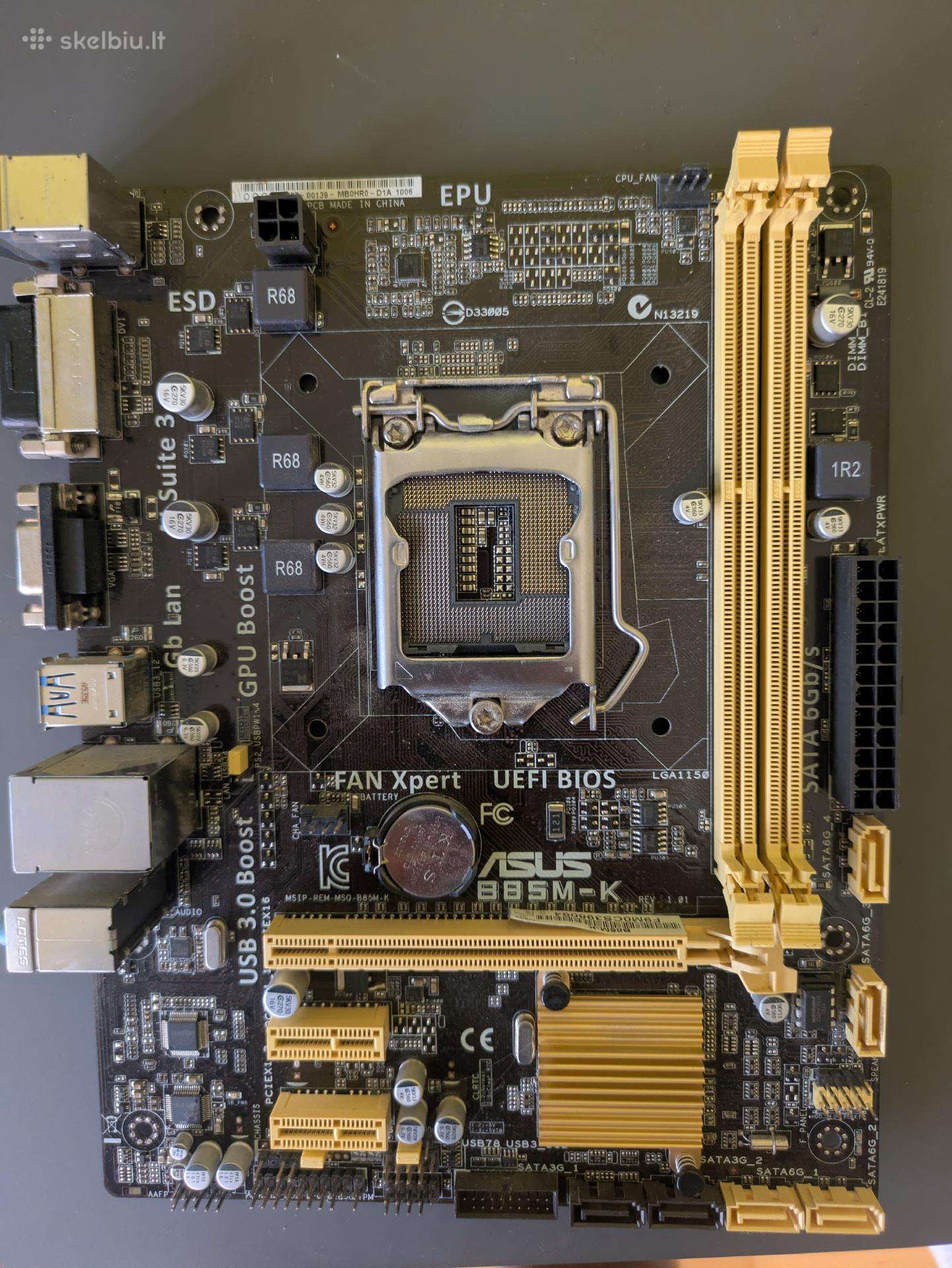 Asus B85m-k Lga 1150 Ddr3 Microatx plokštė