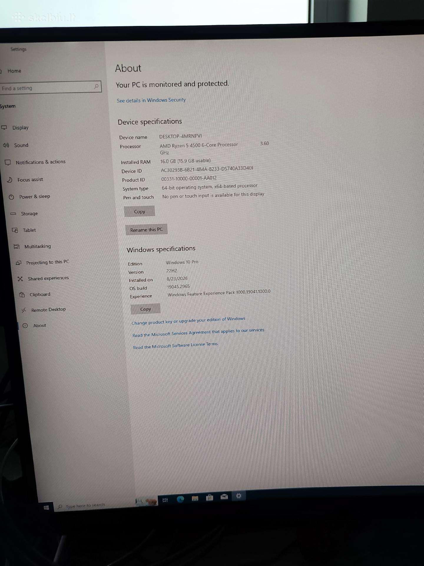 Ryzen5-4500 16gb RAM 250ssd, rx5600 XT