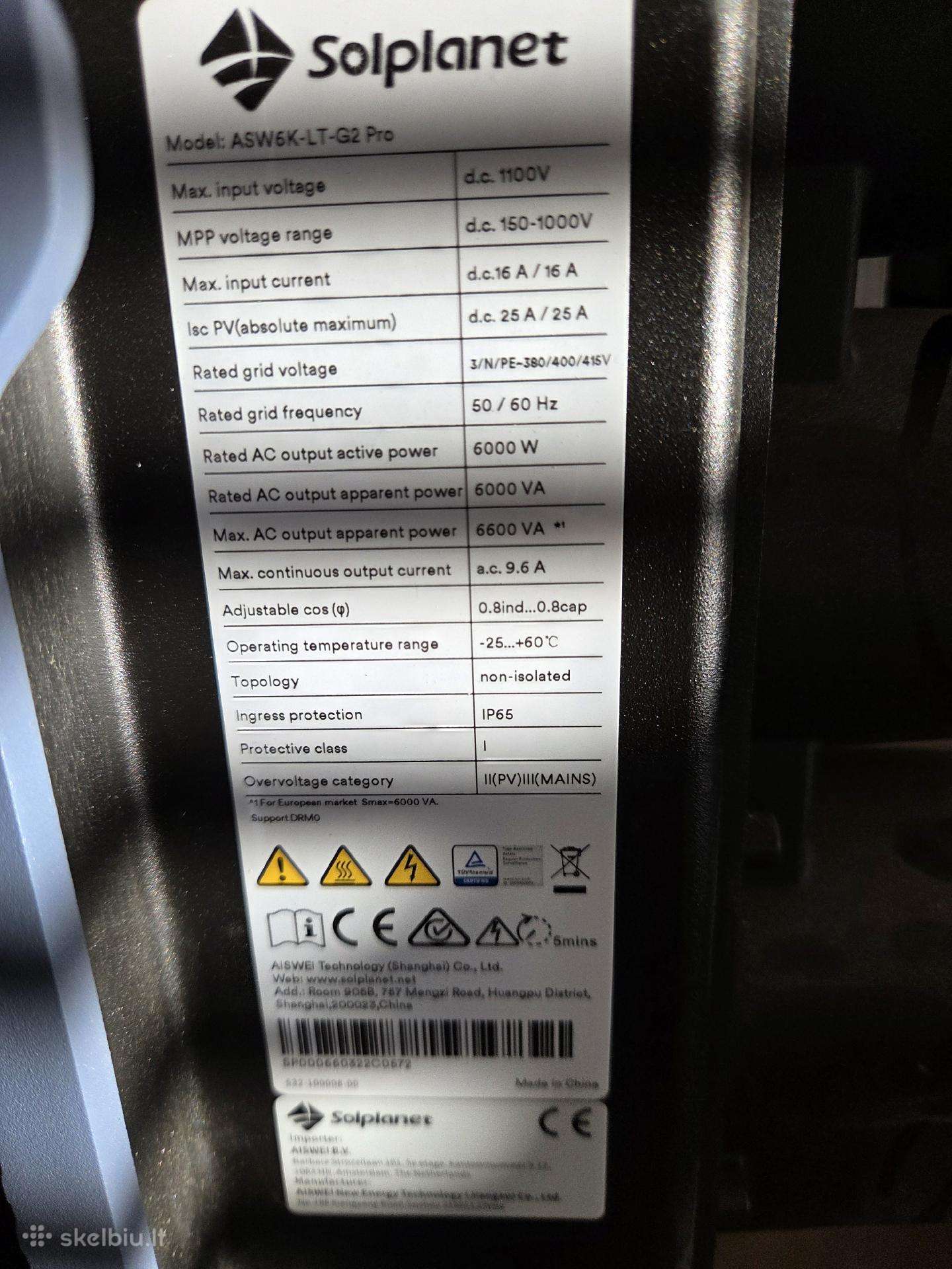 Inverteris Solplanet Asw6k-LT-g2 Pro