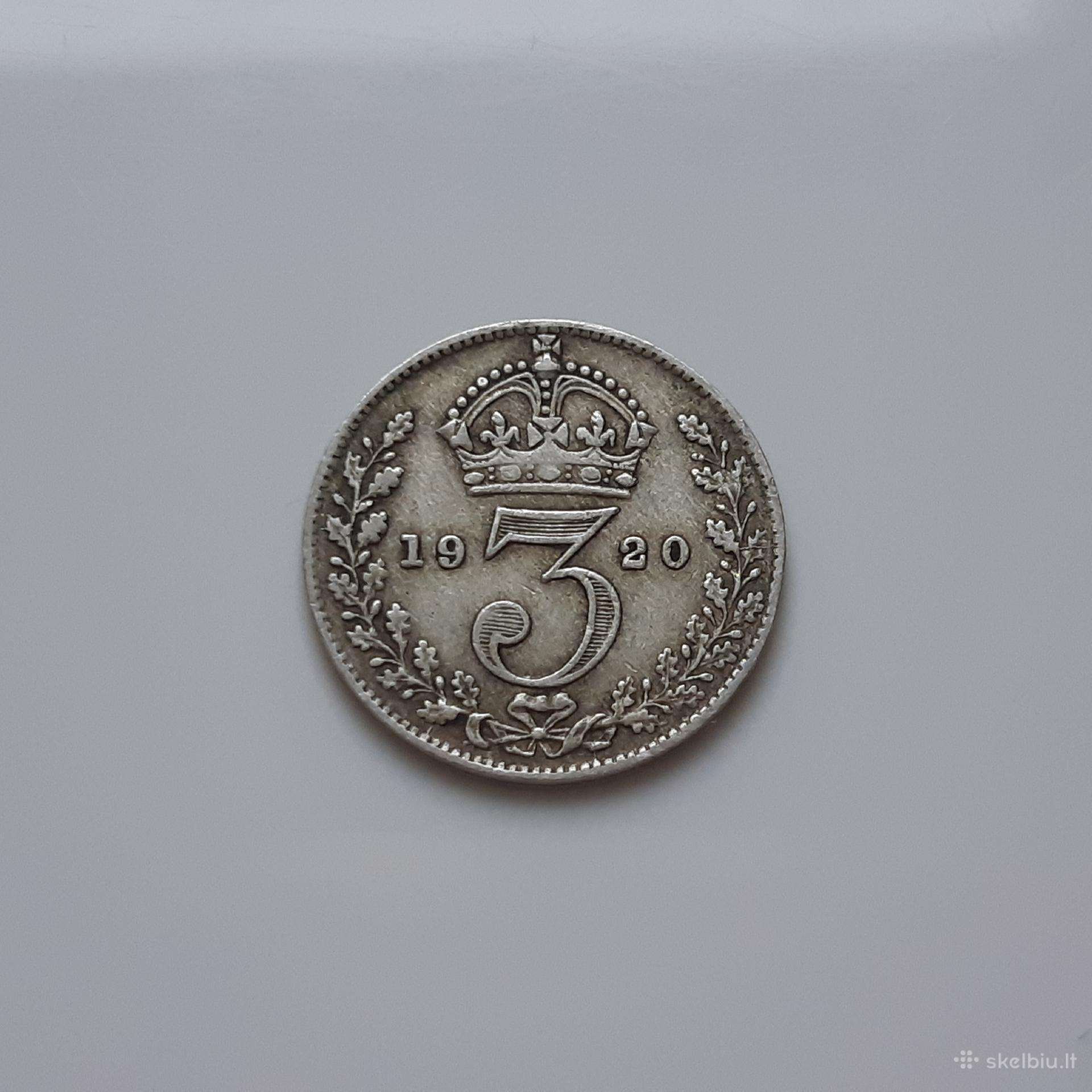 Didžioji Britanija 3 pensai sidabras 1920