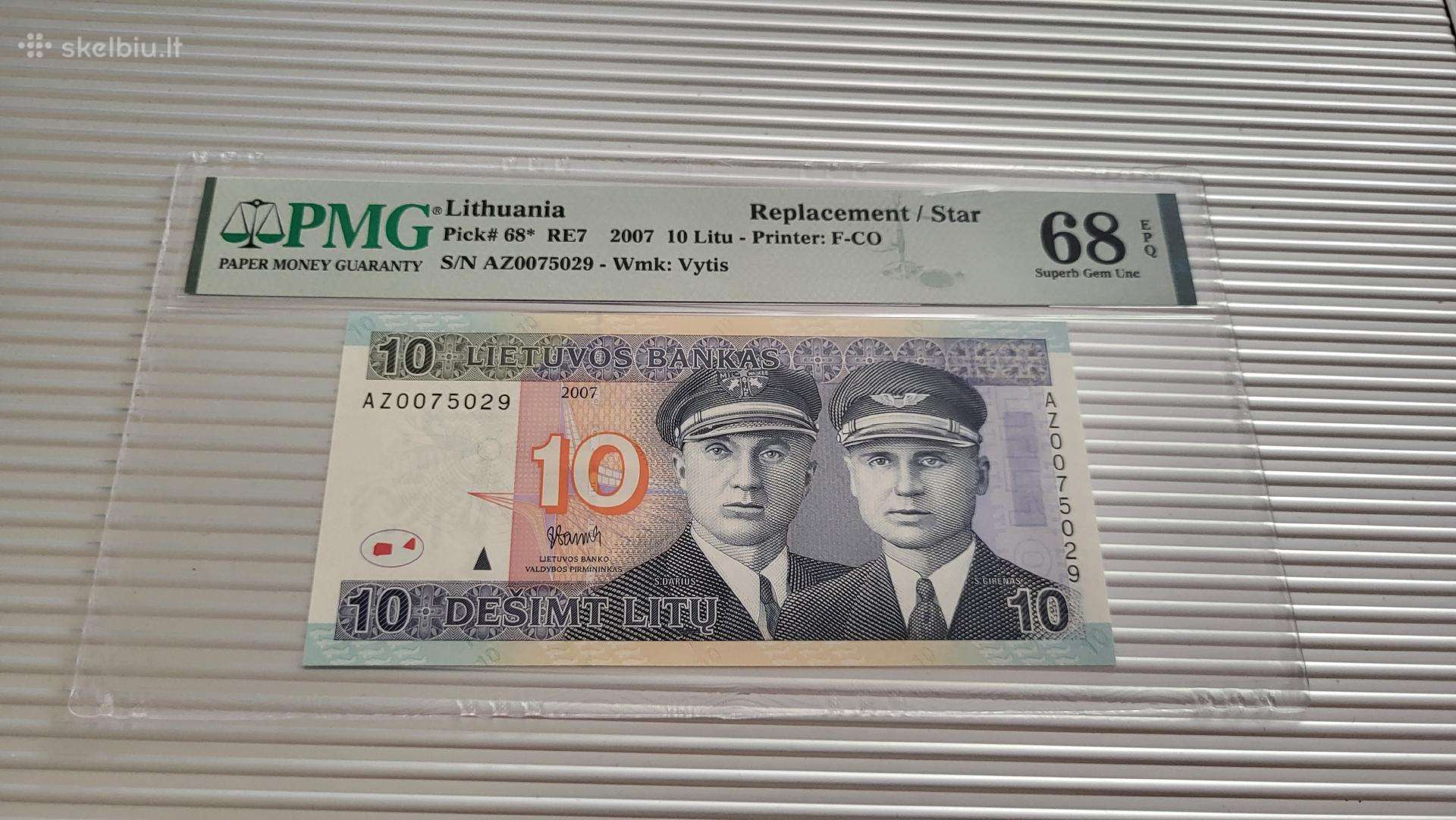 10 litų replaceman pmg 68