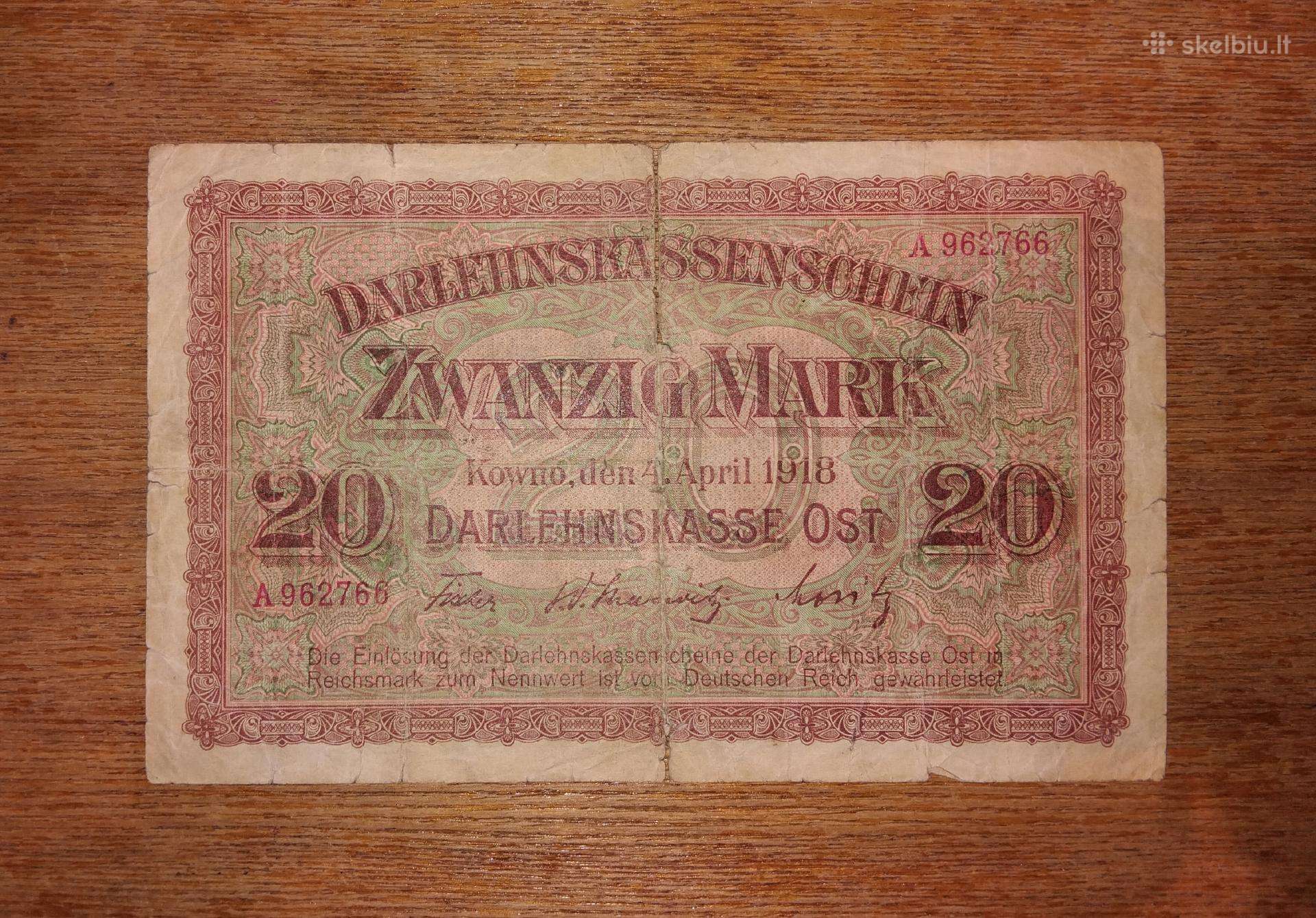 Darlehnskasse ost 20 markių banknotas