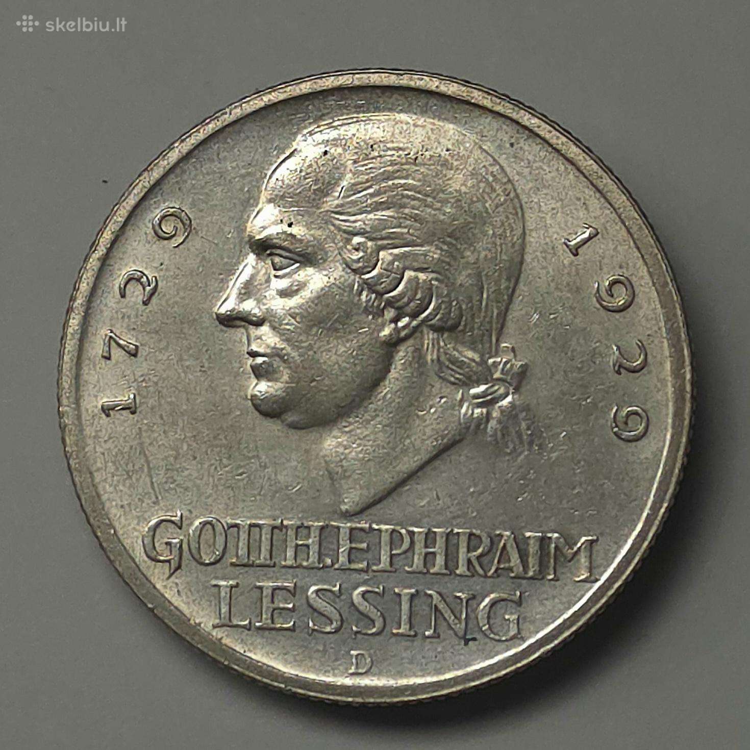 3 Reichsmark 1929 D (G. E. Lessing)