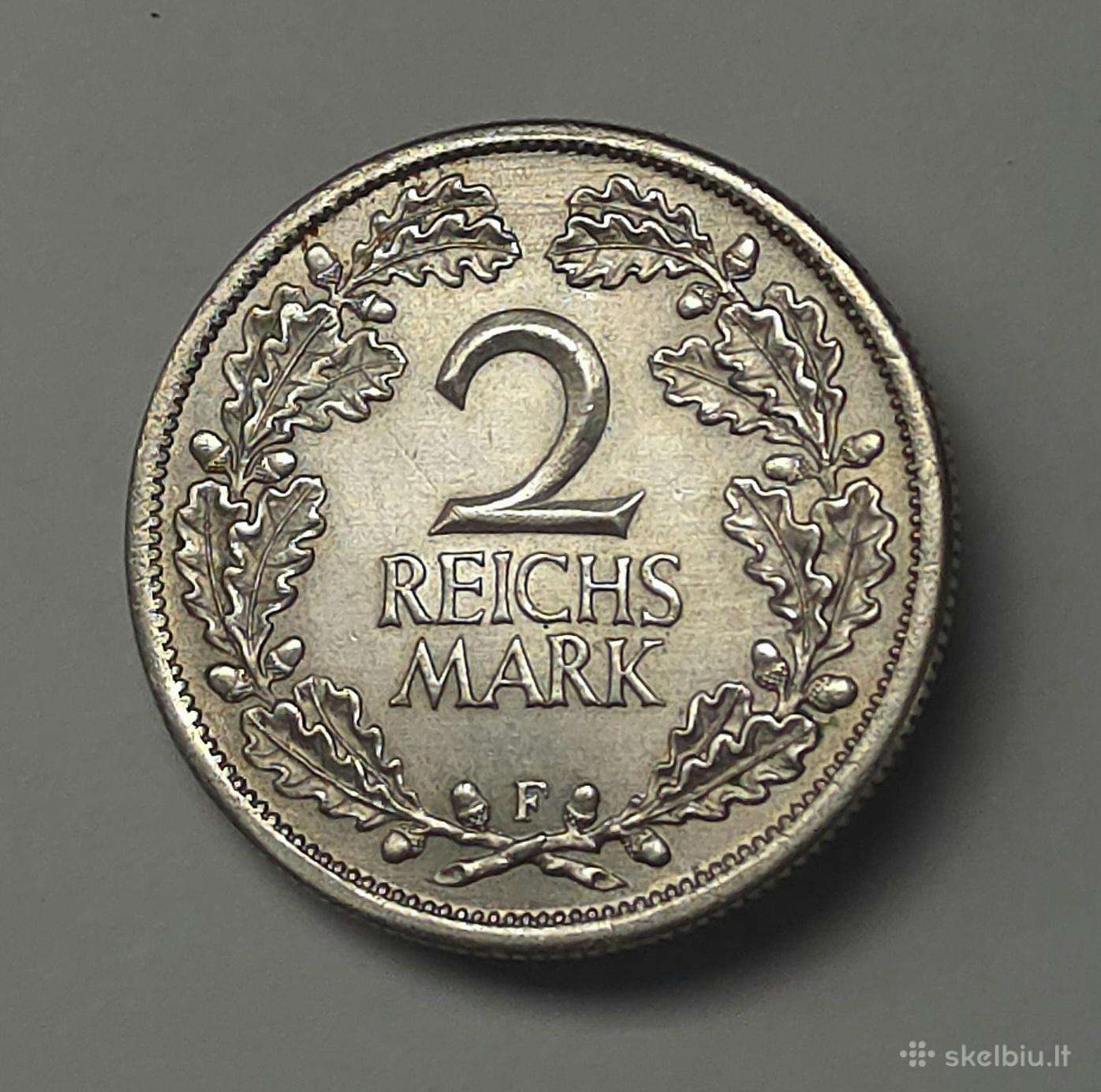 2 Reichsmark 1931 F (Ąžuolo lapai) Unc Stovis