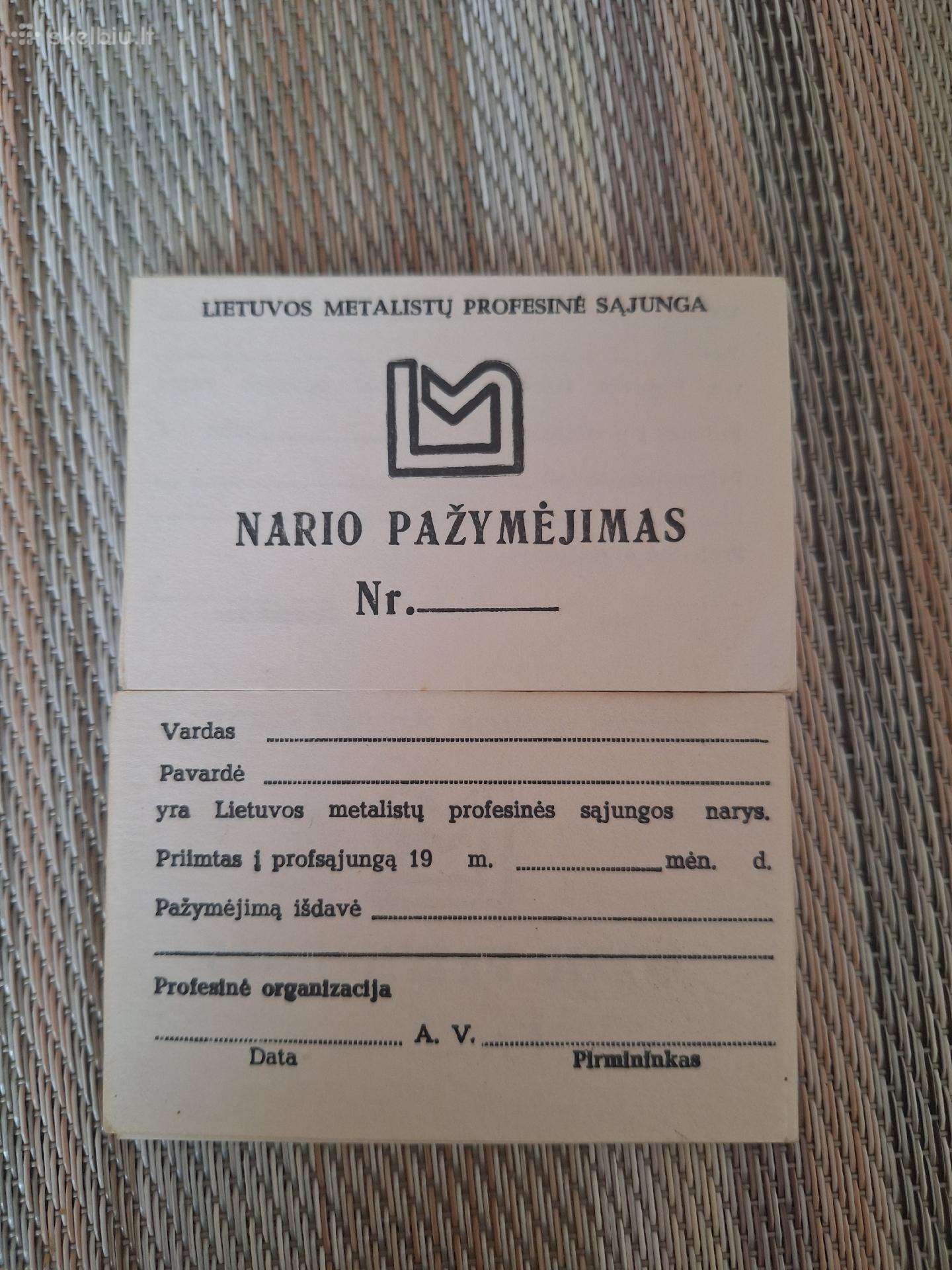 Lietuvos metalistų profesn sąjungos pažymėjimas