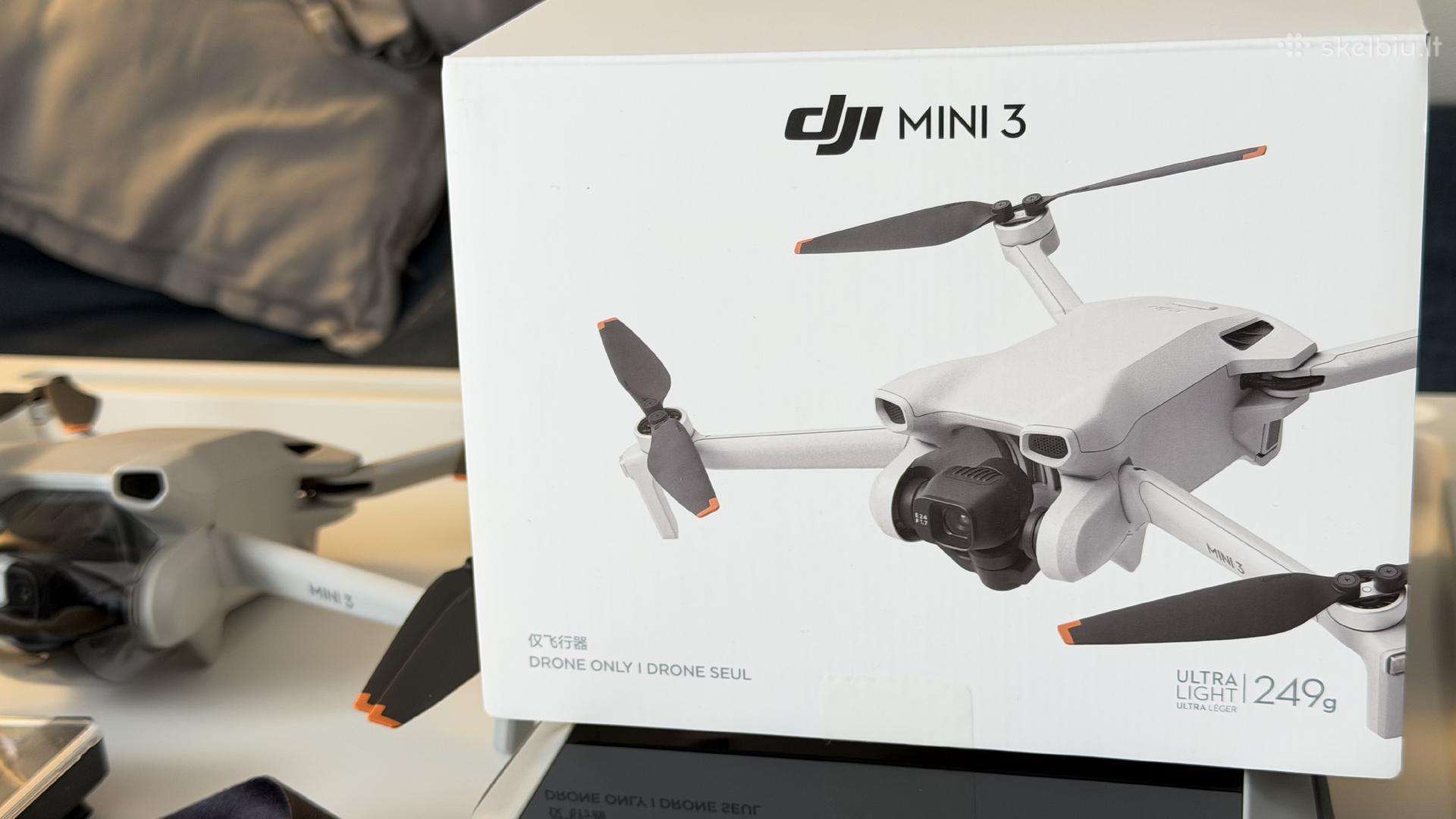 Dji Mini 3 dronas+3 baterijos+priedai