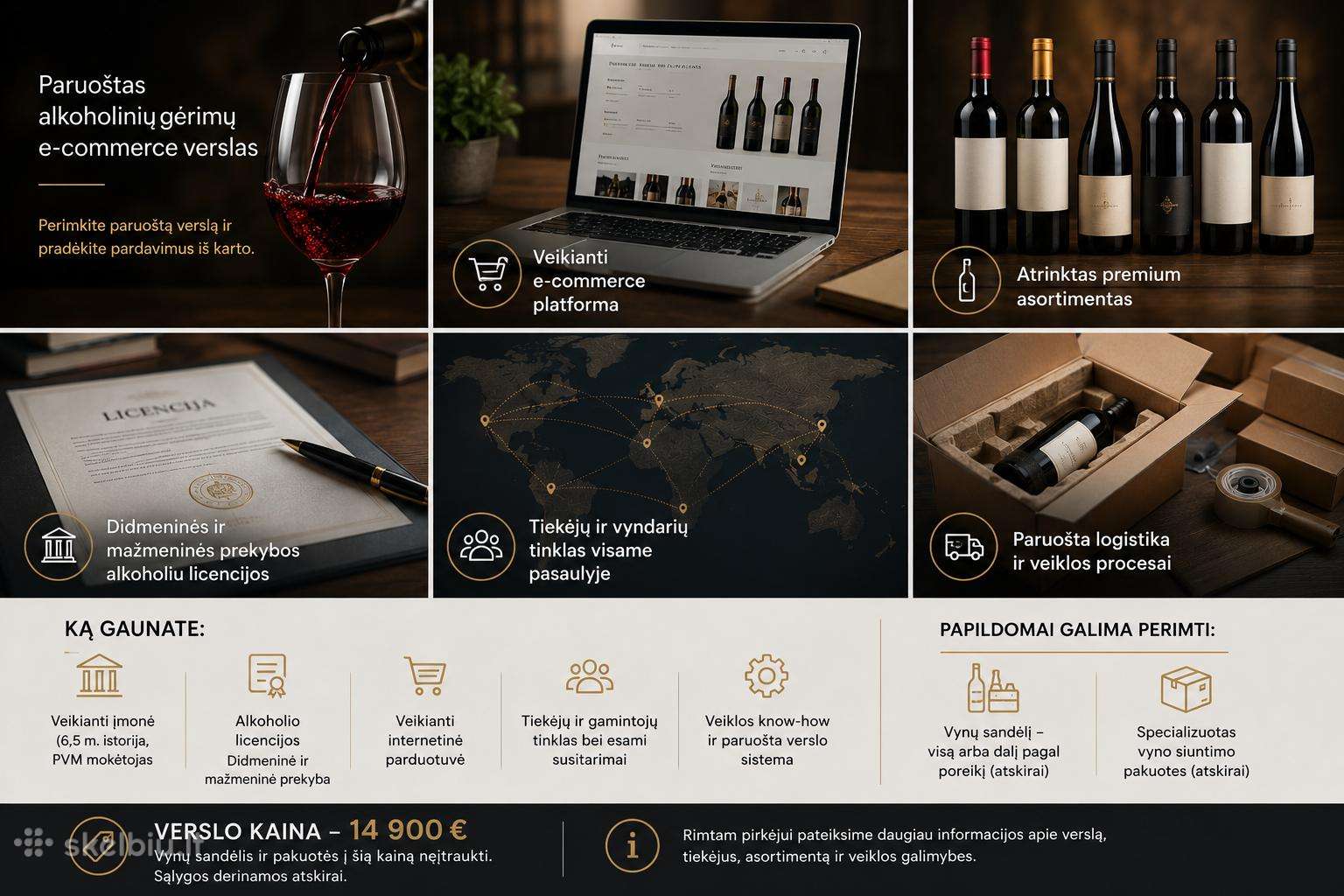 Parduodamas paruoštas alkoholinių gėrimų e-commerc