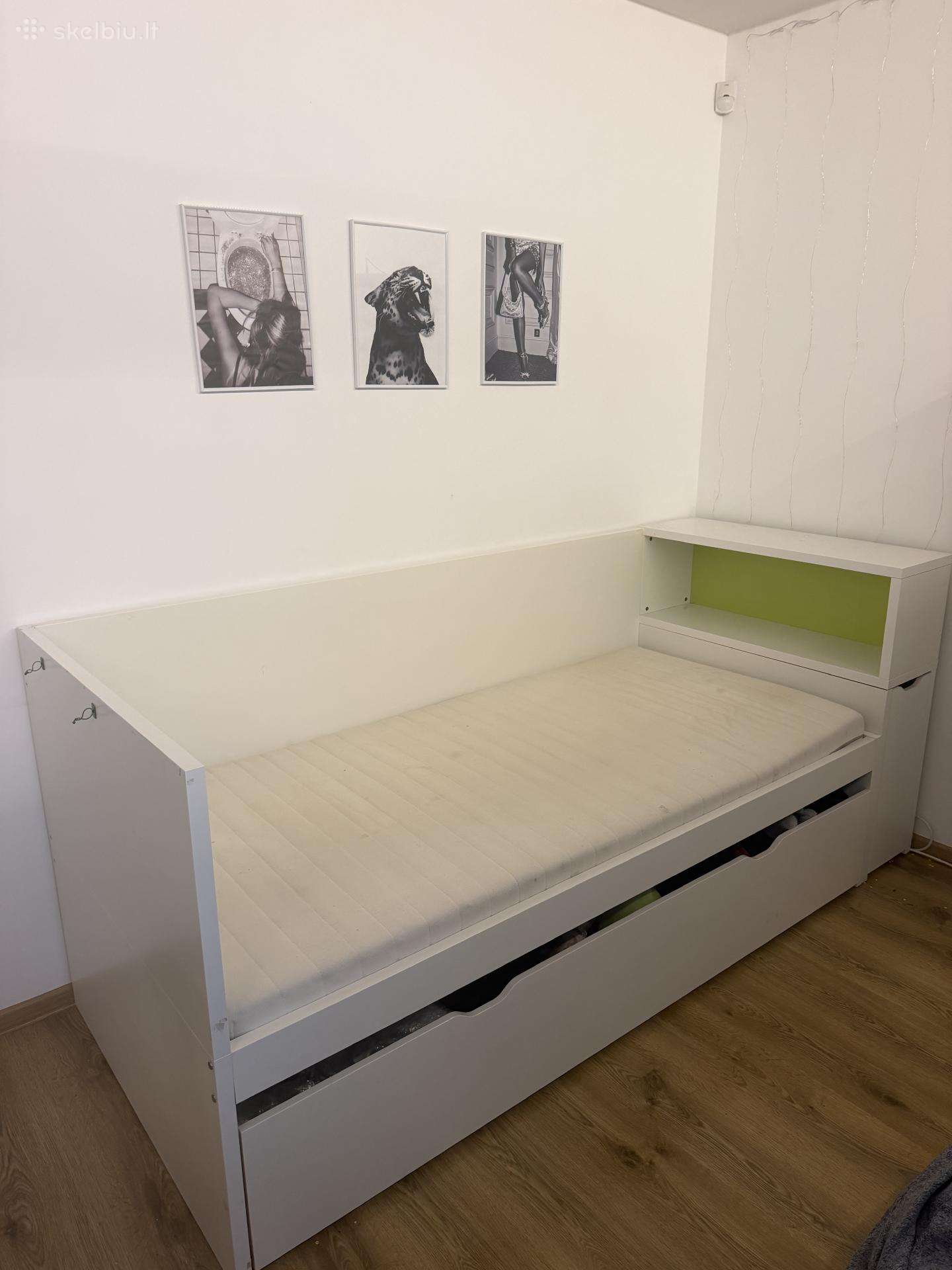Ikea lova su ištraukiama lova ir 2 čiužiniais