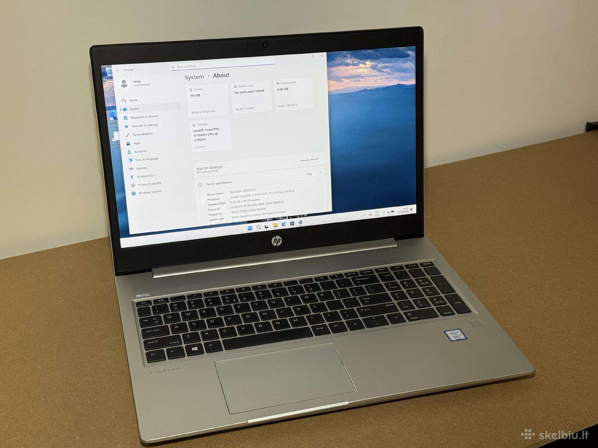 Hp Probook 450 G6 15.5 8gb/128gb
