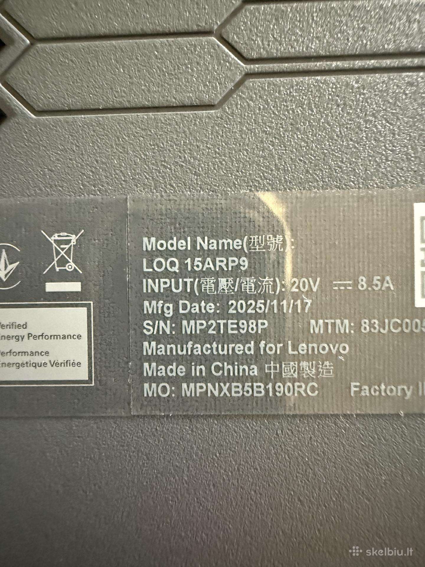 Naujas Lenovo Loq 15 arp9