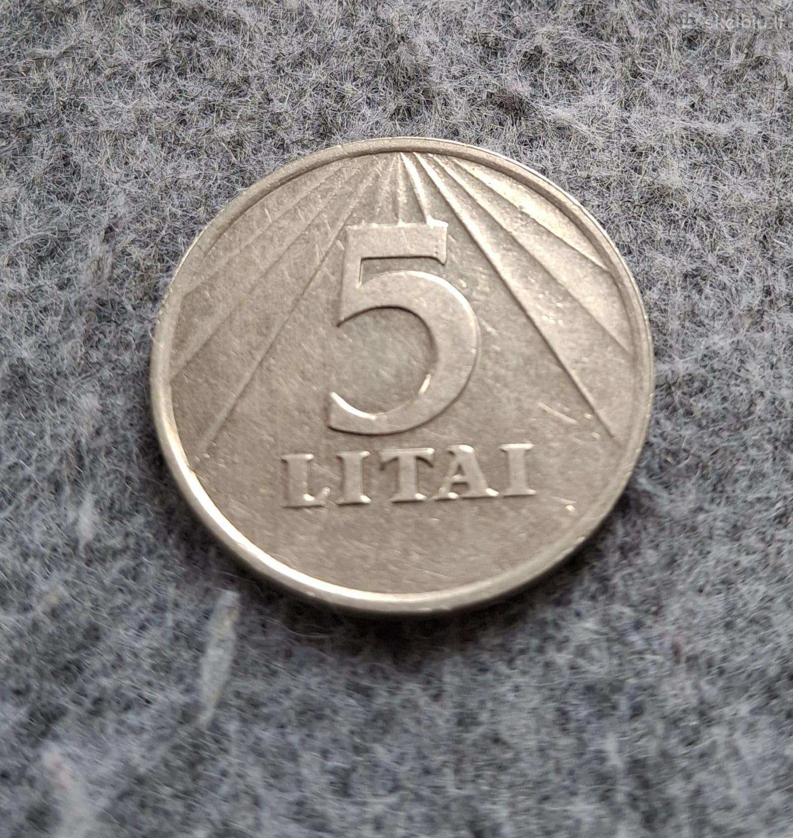 5 litų moneta 1991m.