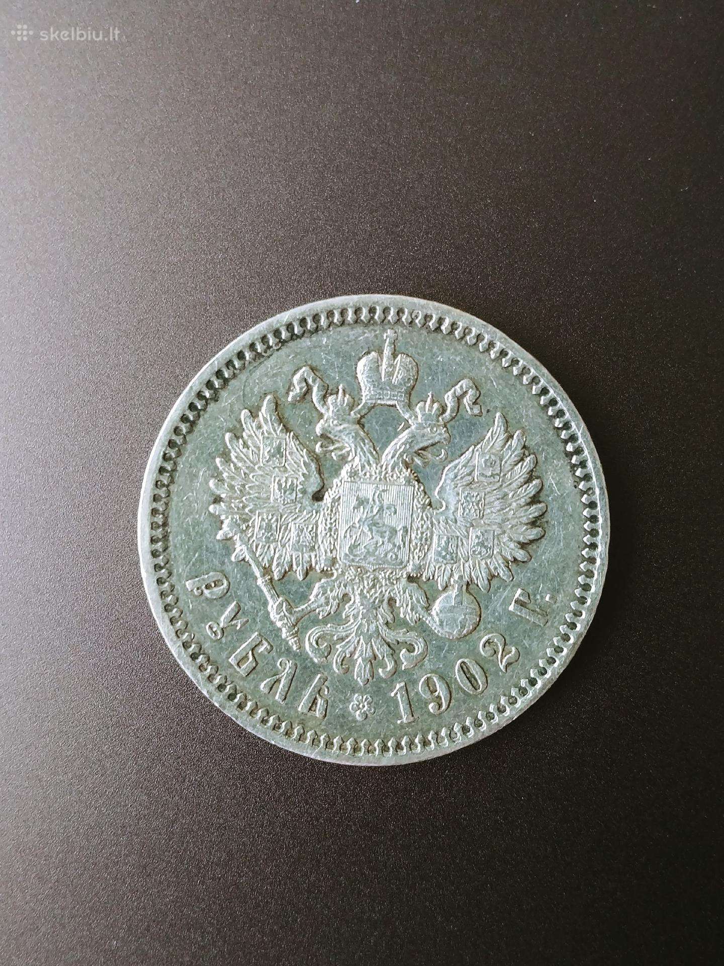 Sidabrinis 1 Rublis 1902 m. Nikolajus II