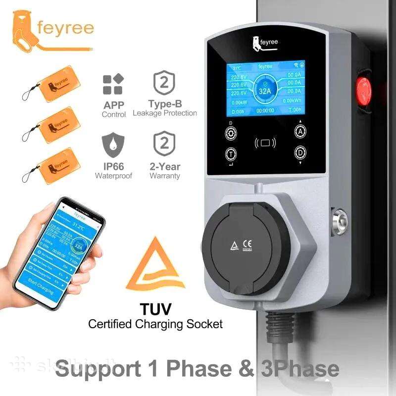 Nauja Feyree 22 kw Type 2 Ev įkrovimo stotelė