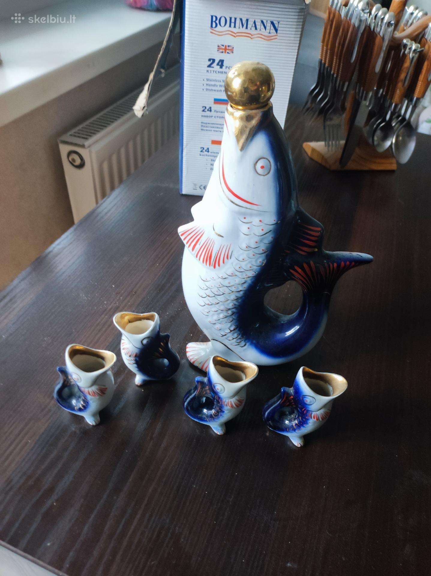 Vintage porcelianinis žuvies formos grafinas