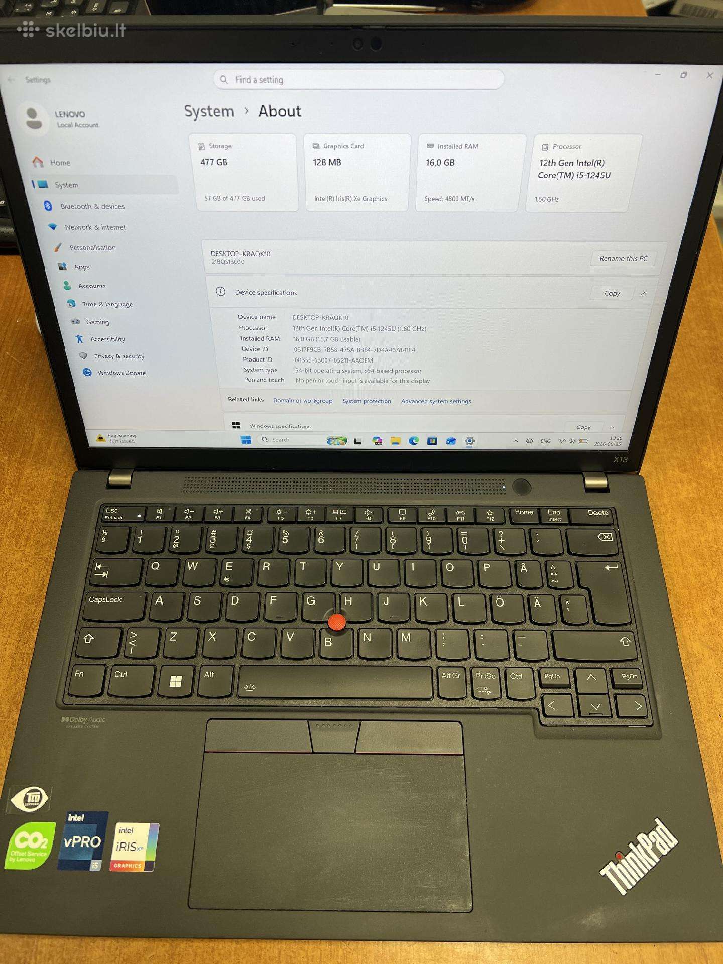 Lenovo Thinkpad x13 Gen3 i5-12th 16ram 512ssd