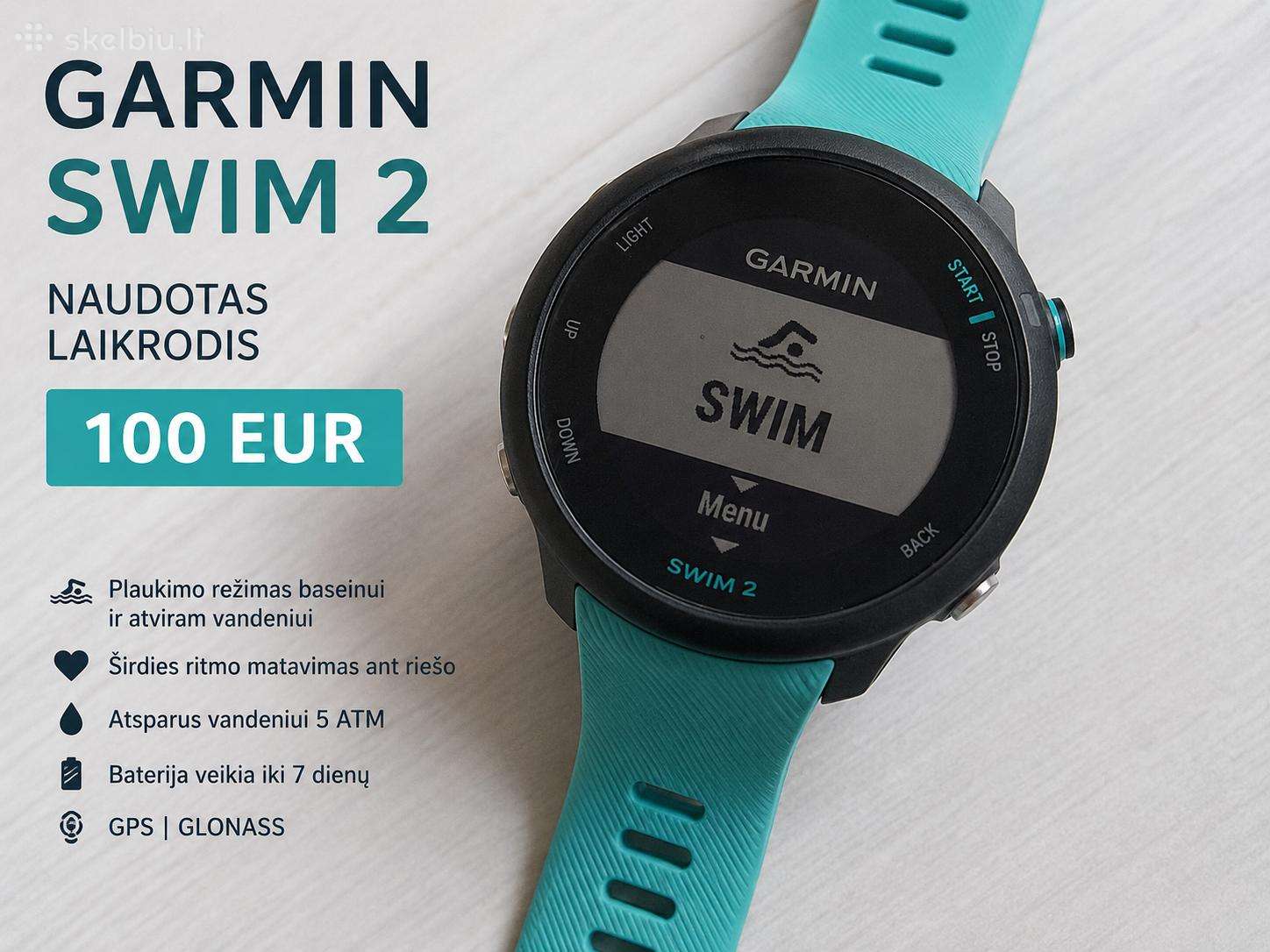 Naudotas garmin swim 2 laikrodis