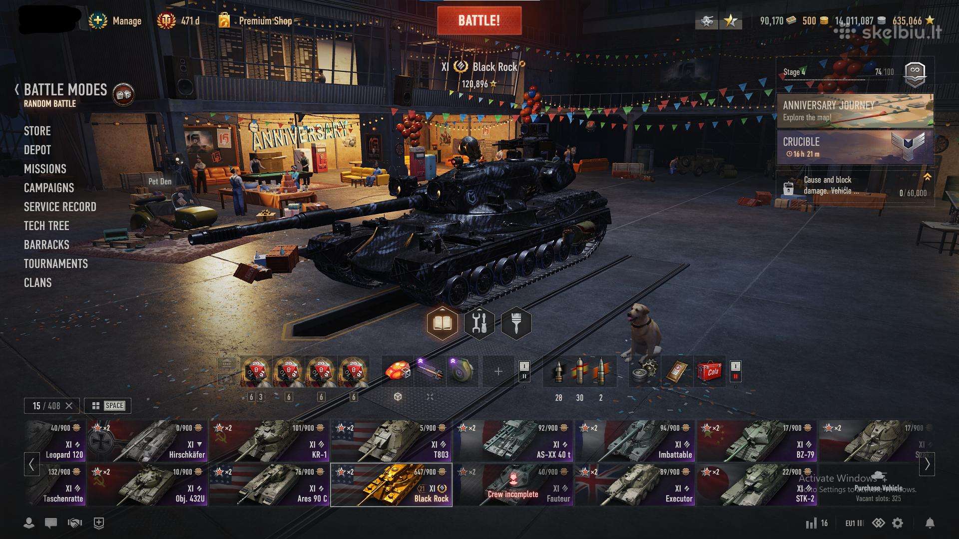 World of tanks Eu acc 408 Tankai Garaze