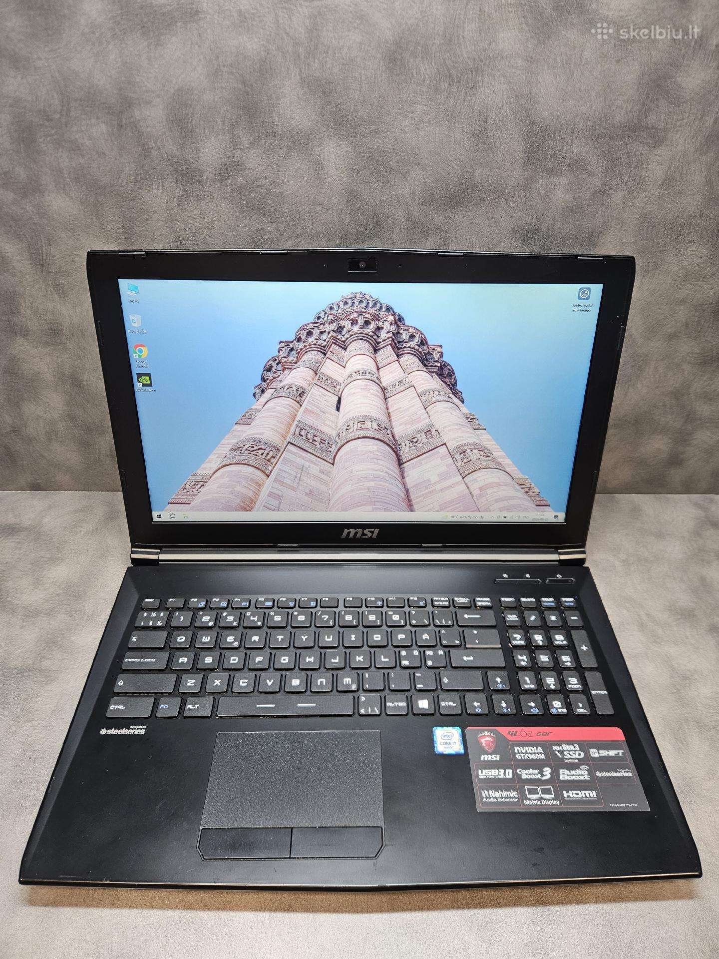 Msi/15.6"fhd/i7-6700hq/16r/256ssd+500hdd/gtx 960m