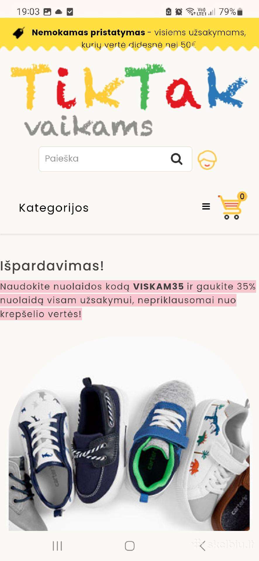 Parduodama veikianti vaikiškų prekių e.parduotuvė