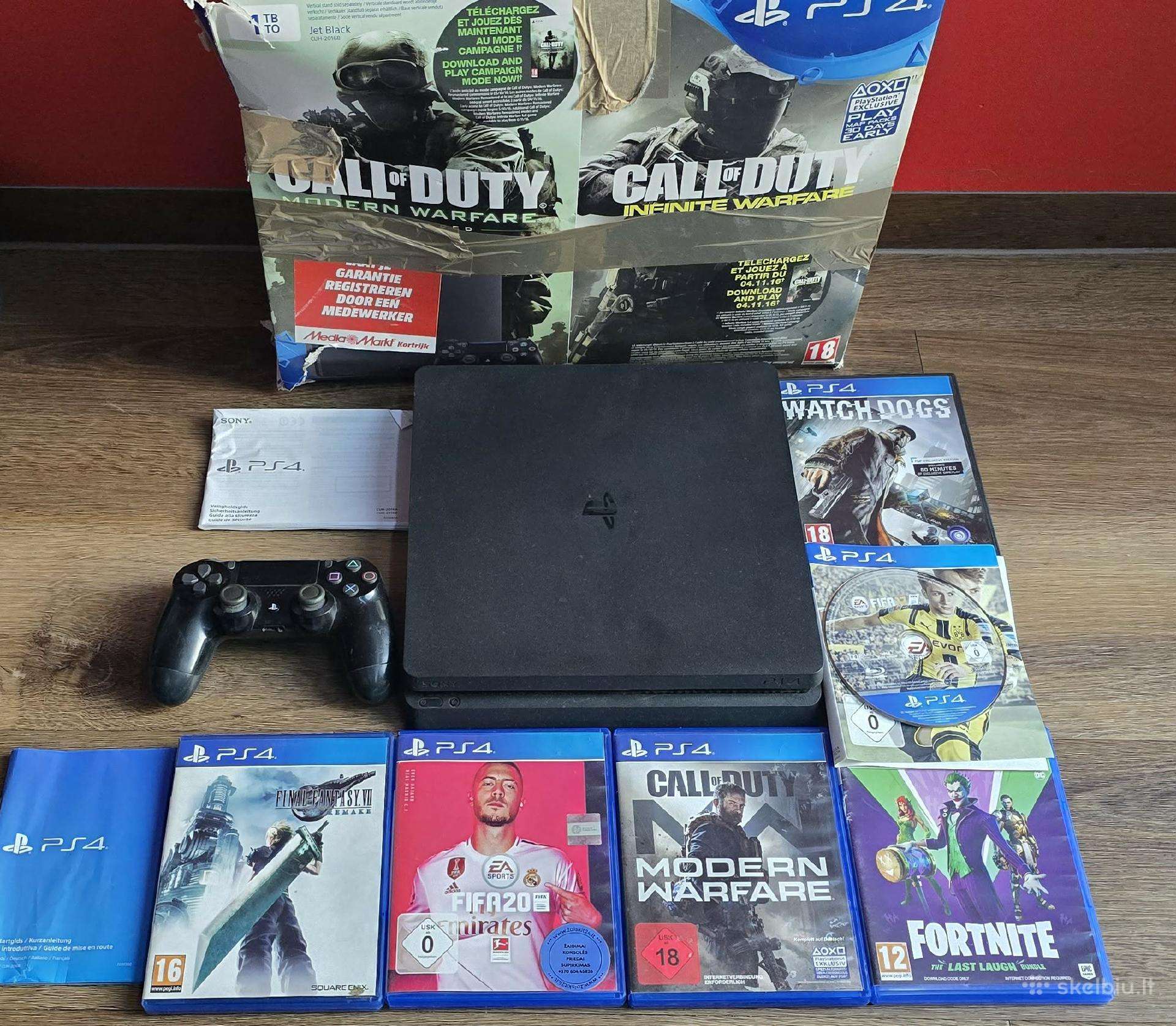Playstation 4 slim 1tb su daug žaidimų