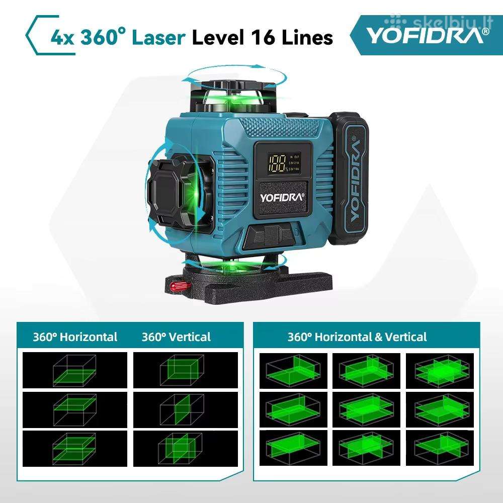 Lazerinis Nivelyras 4d 16 Linijų +trikojis 2 akum