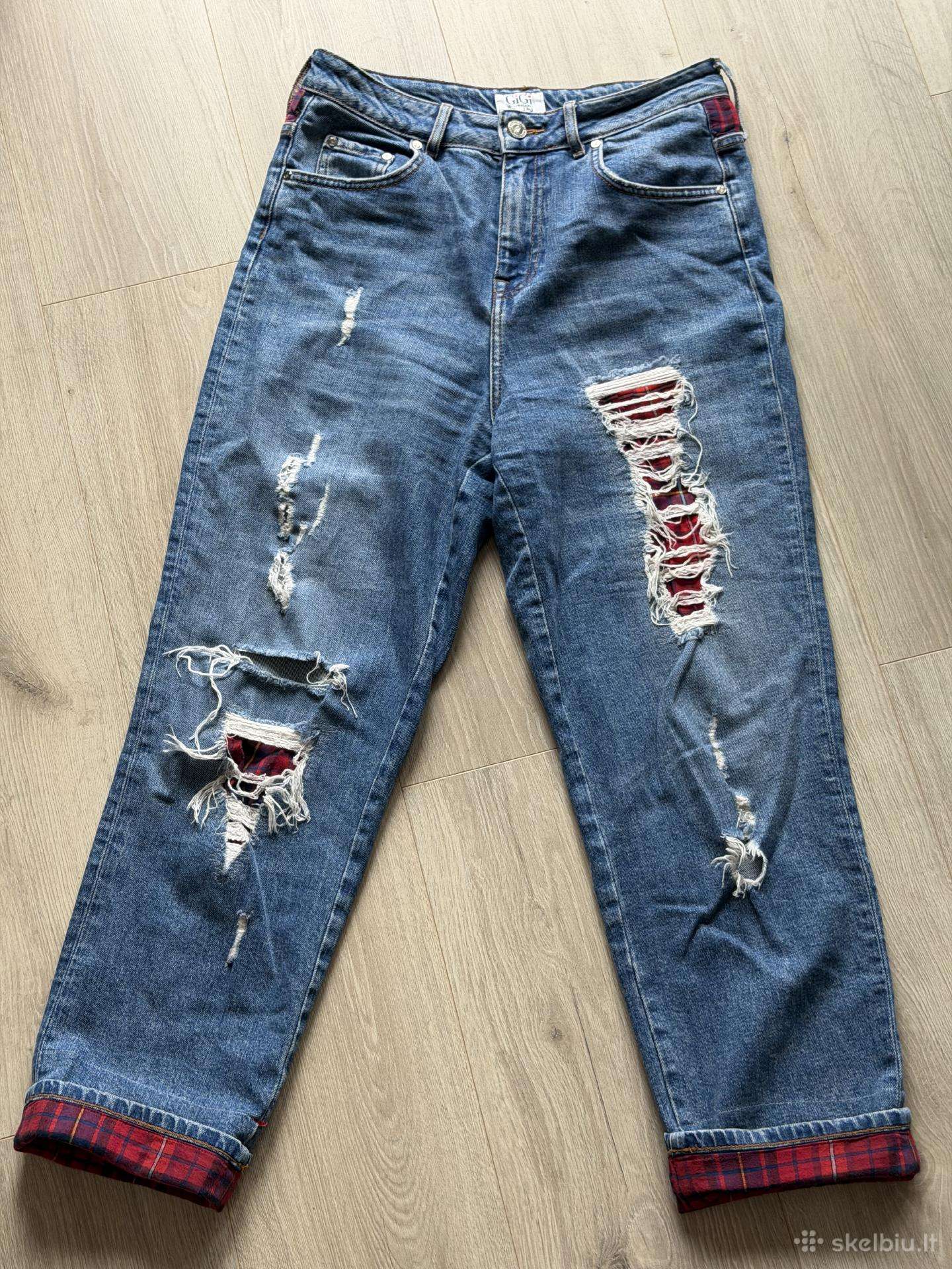 Tommy Hilfiger ripped jeans, tartan patch