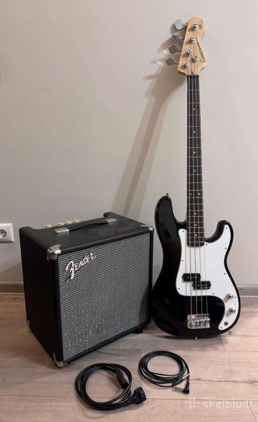 Bosinės gitaros komplektas: gitara ir stiprintuvas
