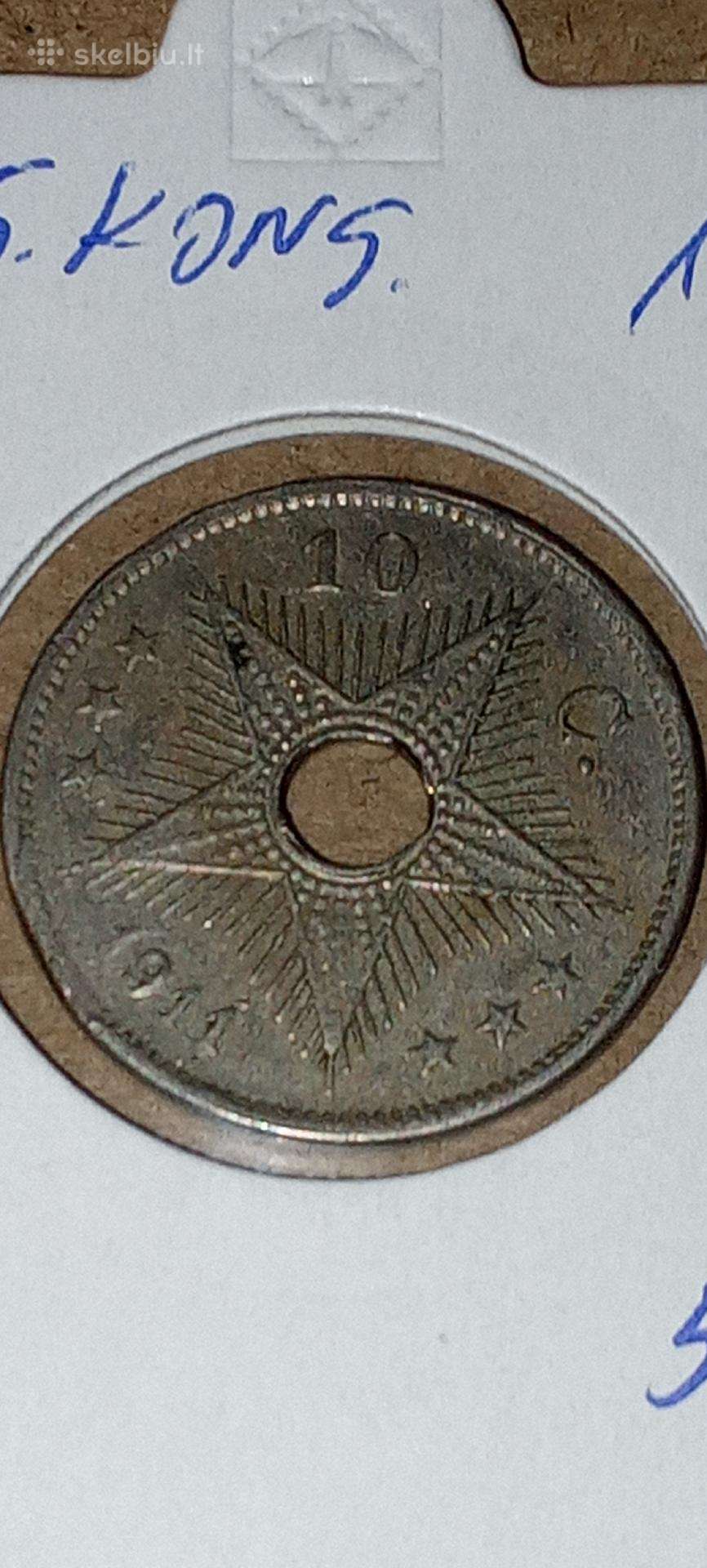 Belgijos Kongas 10 santimų 1911