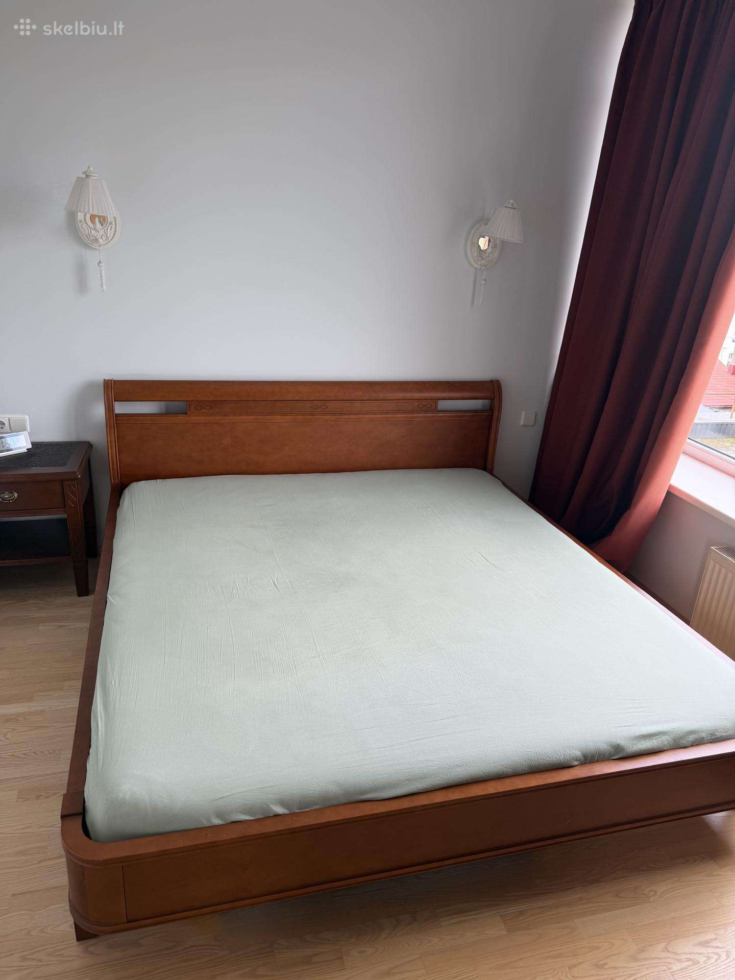 Medinė dvigulė lova Gloria su čiužiniu 180/200