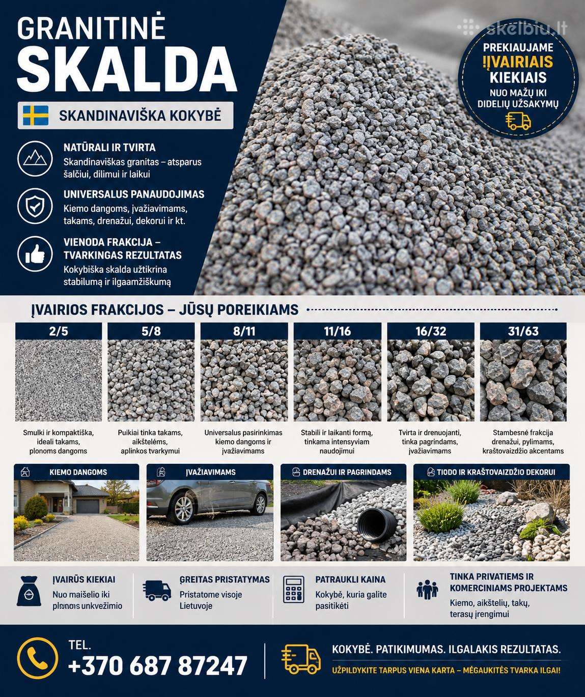 Skalda ,atsijos ,žvyras