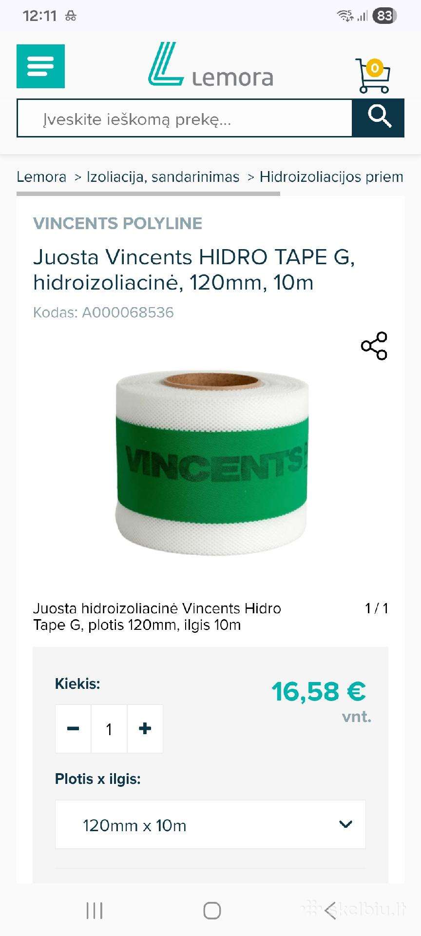 Juosta Vincents hidroizoliacinė, 120mm