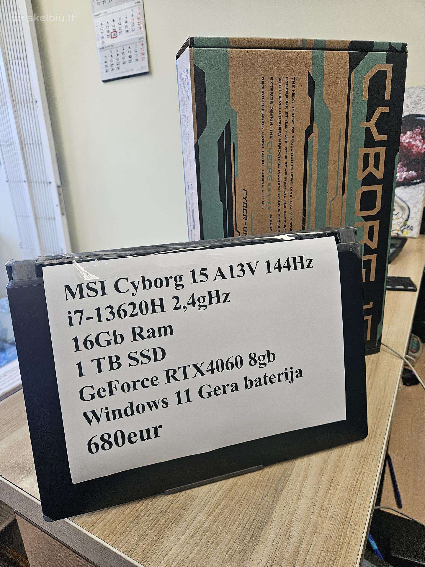 Galingas žaidimų nešiojamas kompiuteris Msi Cyborg