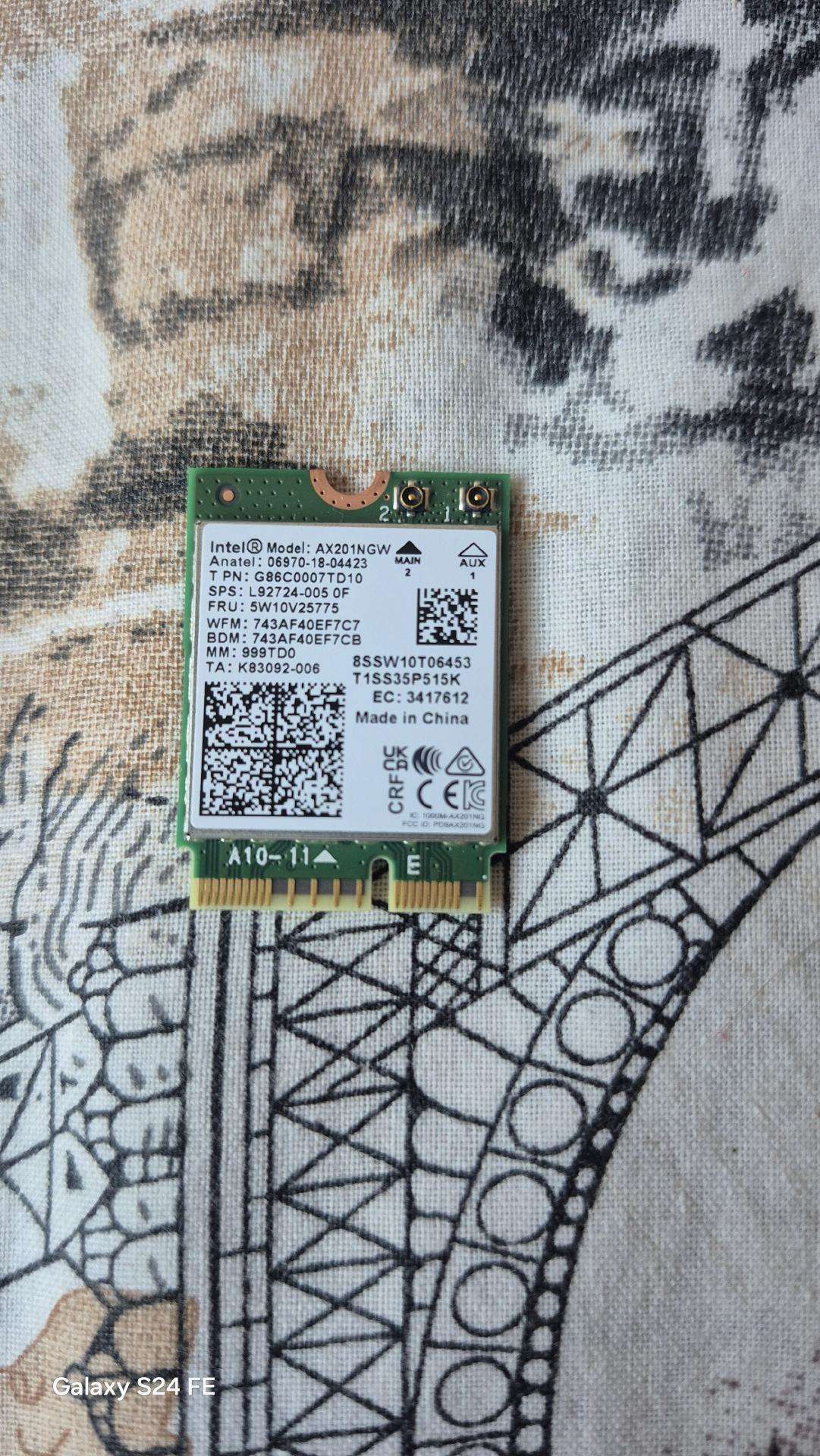 Wi-fi 6 / Bluetooth 5.2 kortelė Intel Ax201ngw