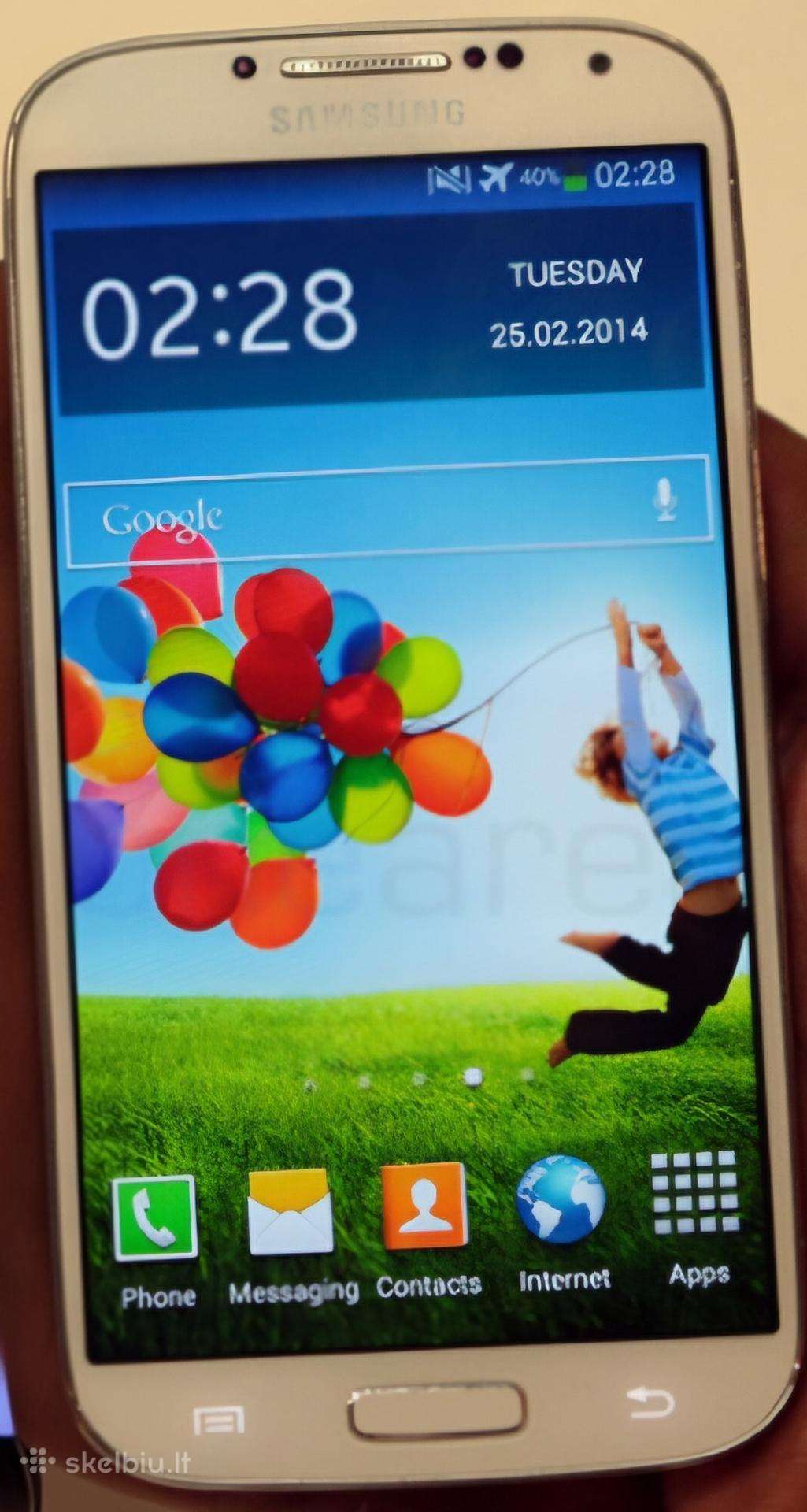 Samsung S4 16gb baltas su dėžute
