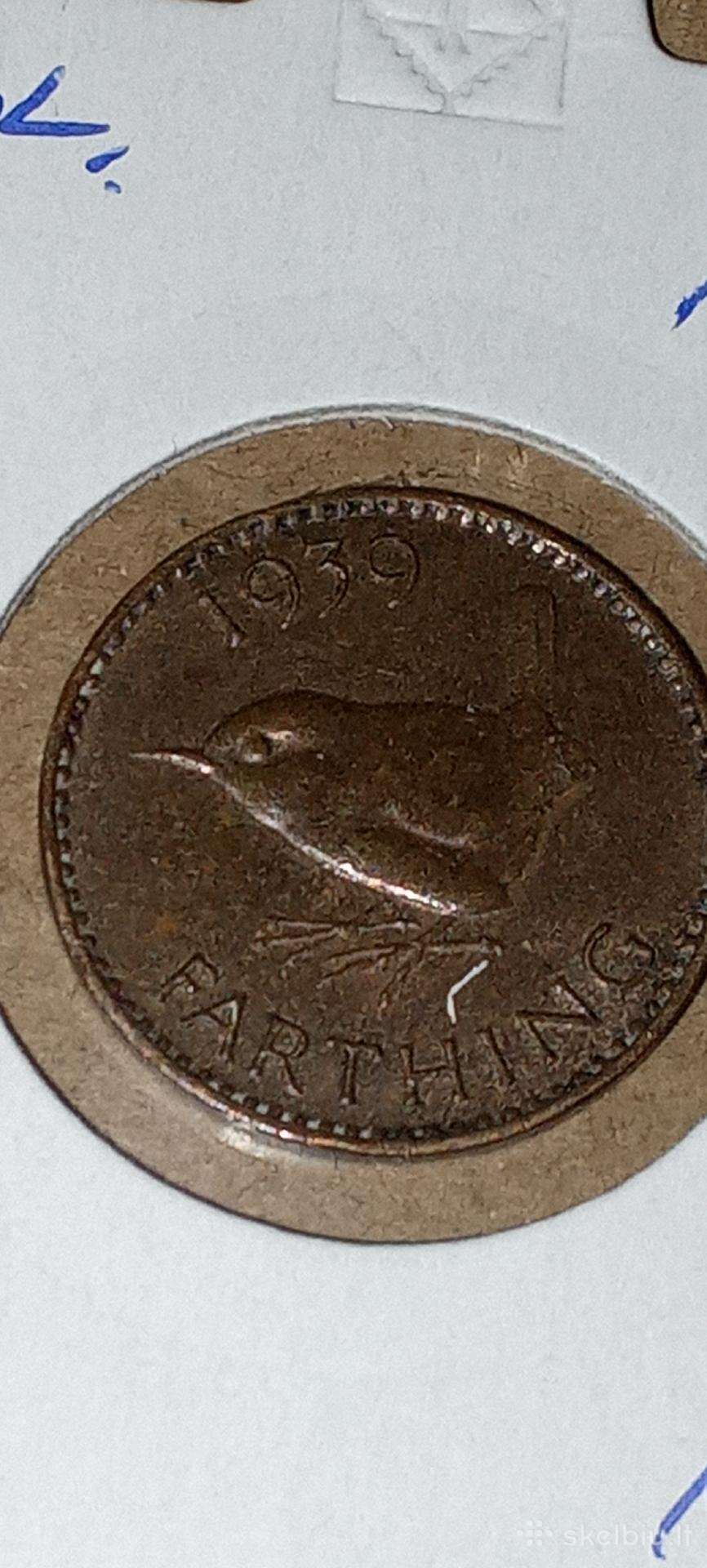 Anglija 1 fartingas 1939